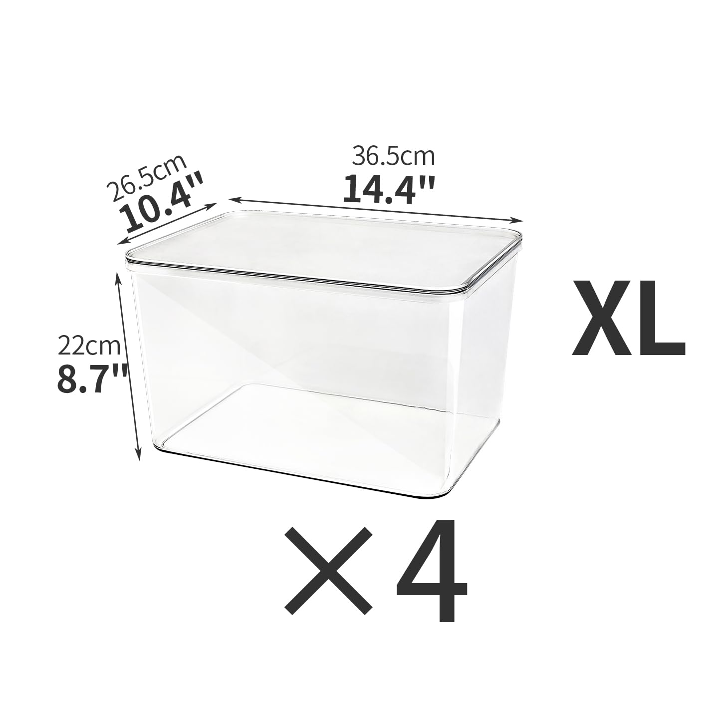 4-Piece Set,Plastic Clear Storage Bin with Lid,Large Storage Containers,Lidded Storage Boxes for Books, Clothes, Toys, Cabinets (clear 4XL) (5 Count)