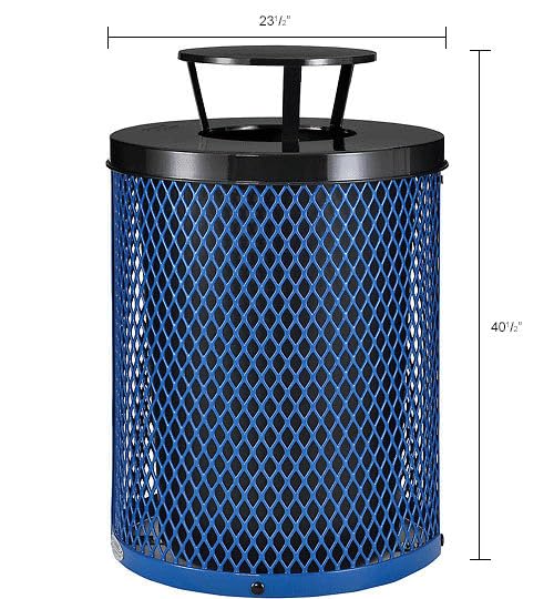 Outdoor Diamond Steel Trash Can with Rain Bonnet Lid