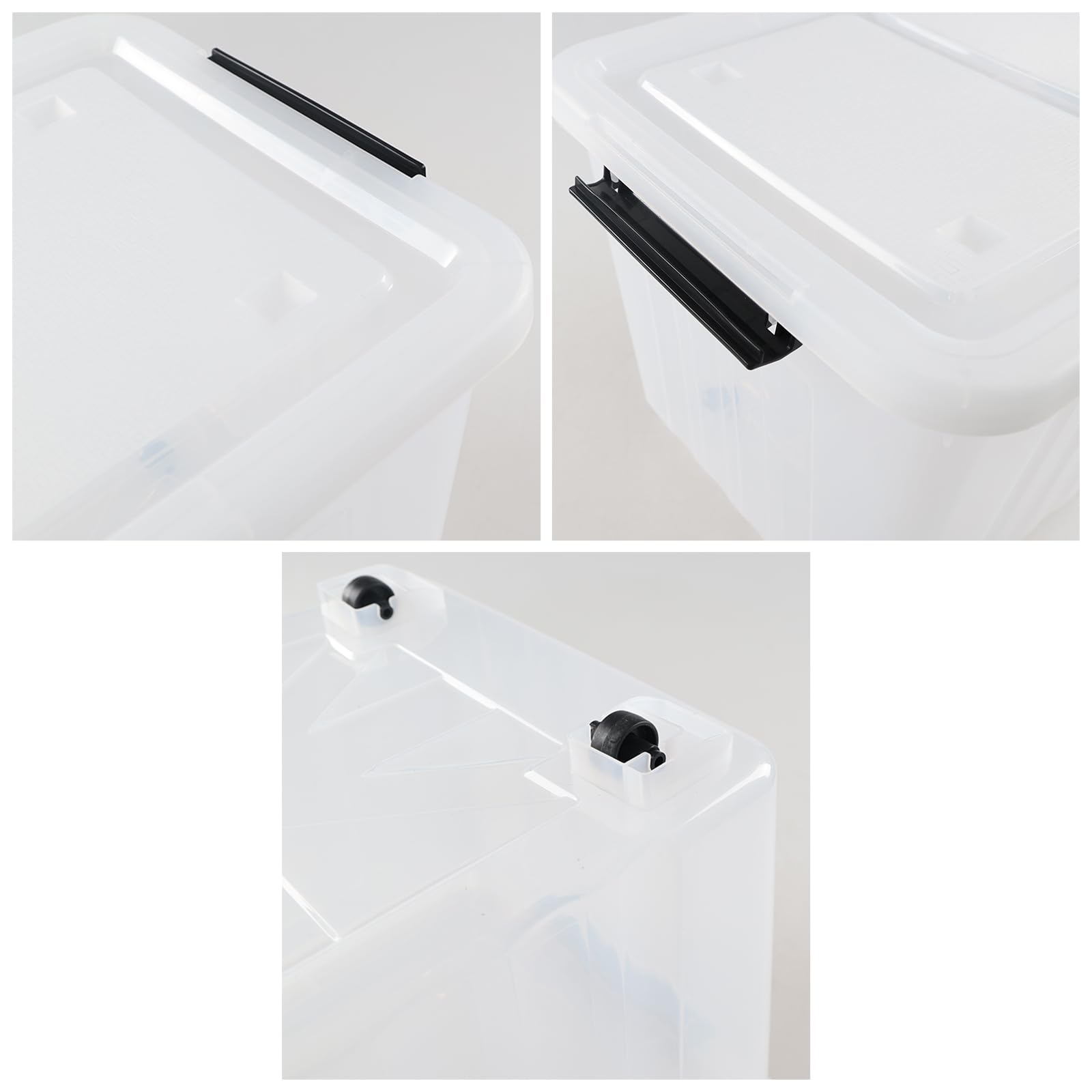 Clear Plastic Storage Bins With Lids and Wheels (4 Count)