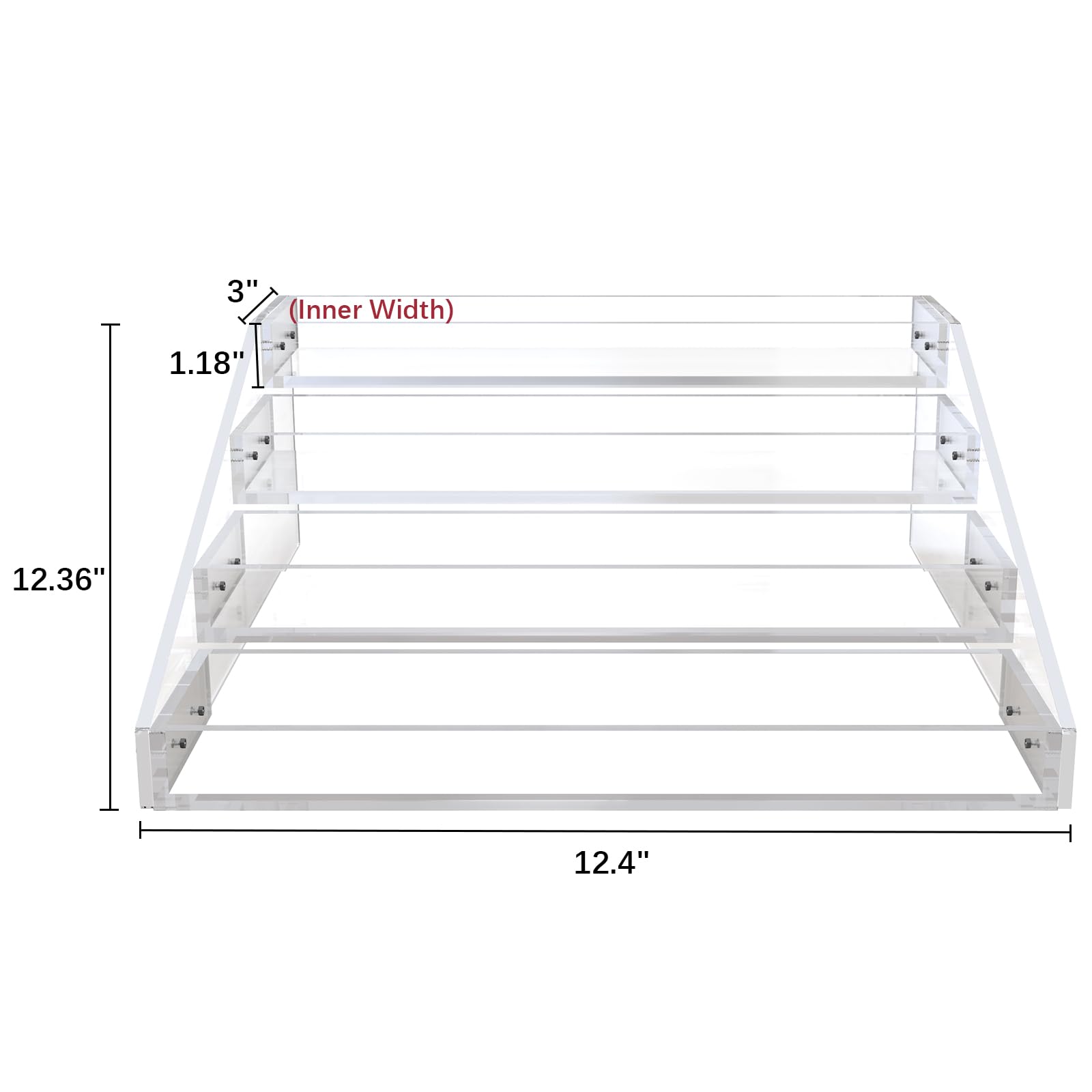 Wide 4 Tier Clear Acrylic Spice Rack Organizer for Kitchen
