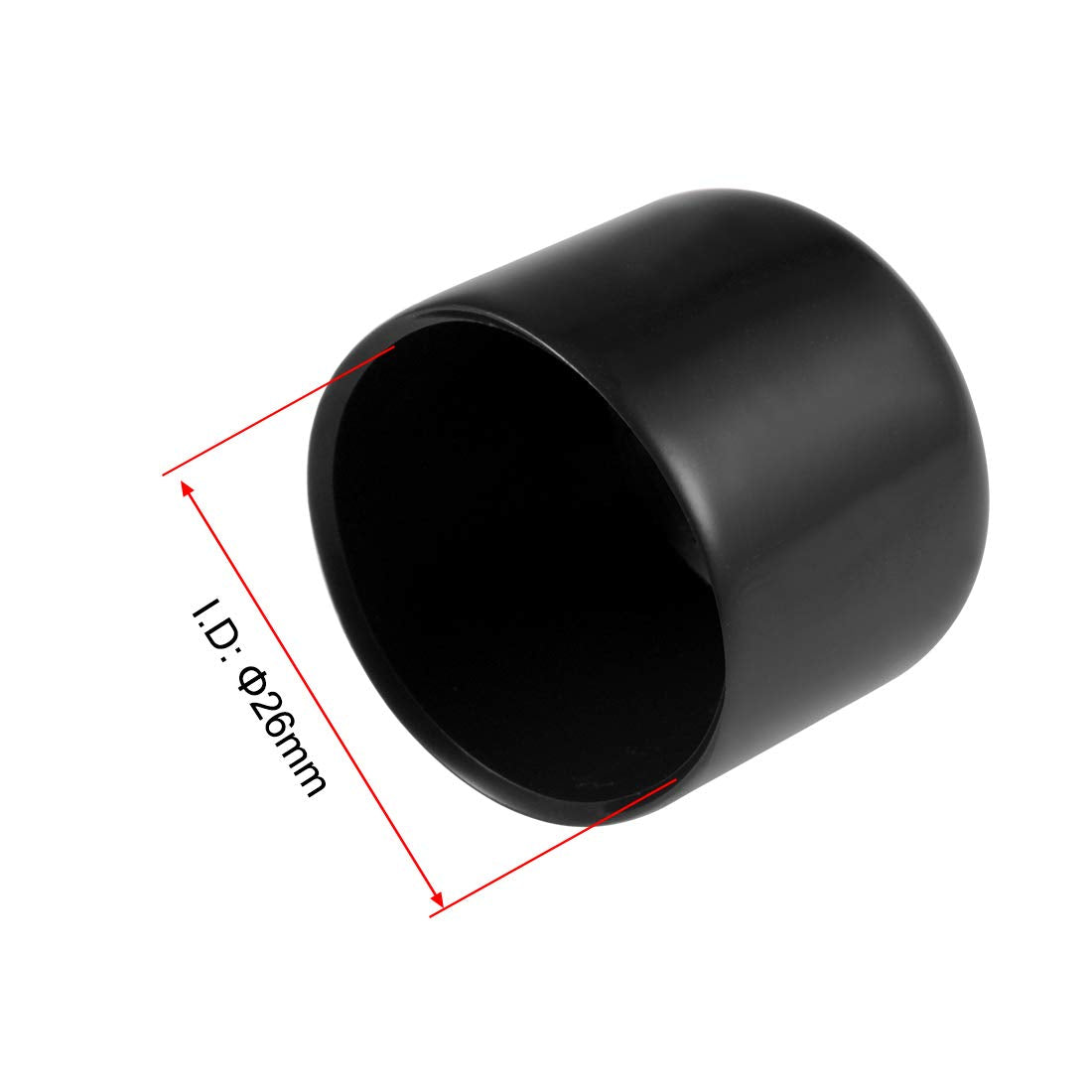 20pcs Rubber End Caps 26mm ID Vinyl Round Tube Bolt Cap Cover Thread Protectors Black (20 Count)