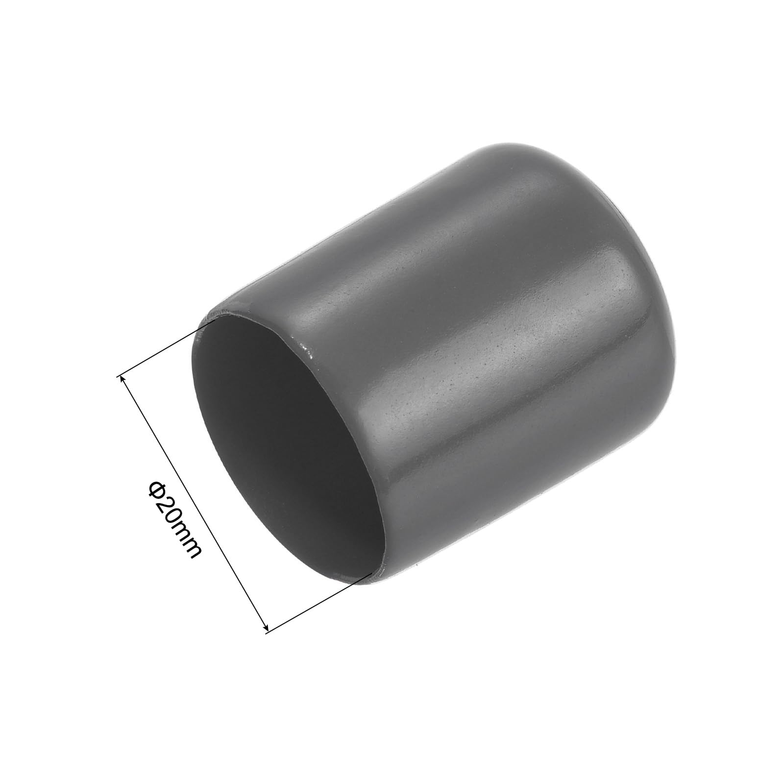 20pcs Rubber End Caps 20mm ID Vinyl PVC Round Tube Bolt Cap Cover Screw Thread Protectors Dark Grey