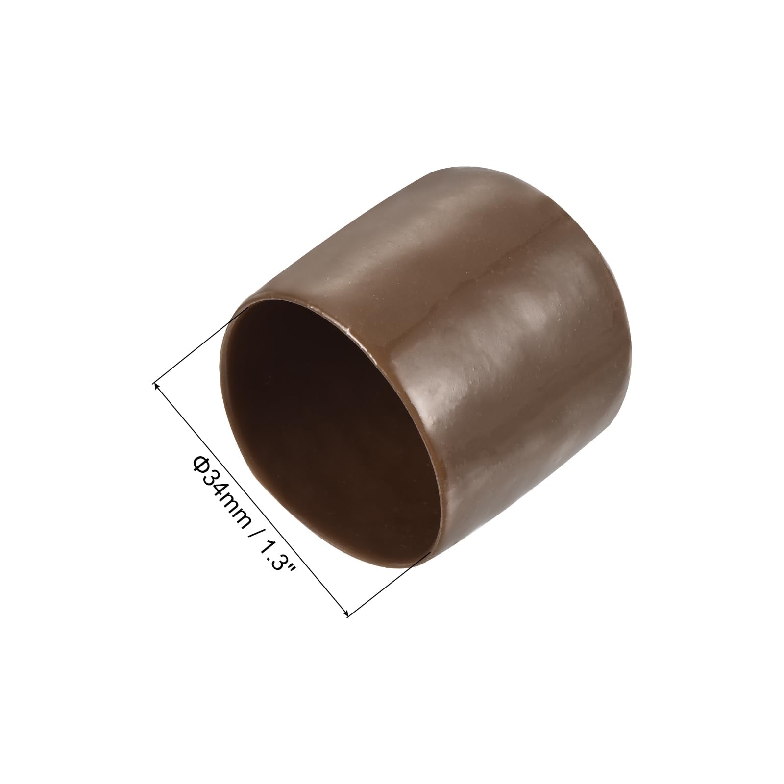20pcs Rubber End Caps 34mm ID Vinyl PVC Round Tube Bolt Cap Cover Screw Thread Protectors Brown