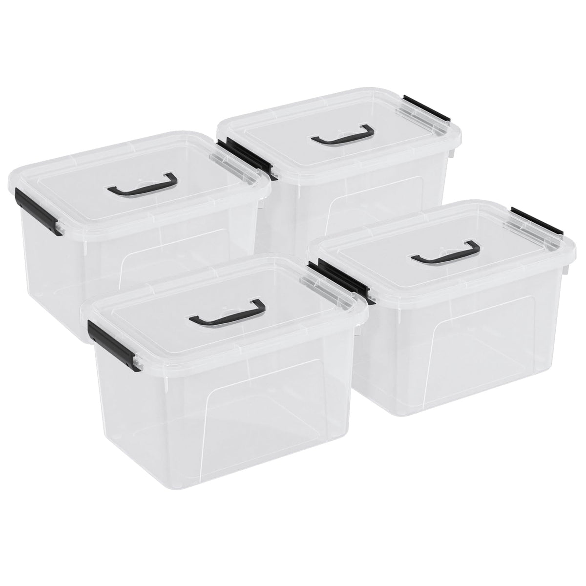 10.5 L Plastic Storage Containers With Lids and Handles (4 Count)