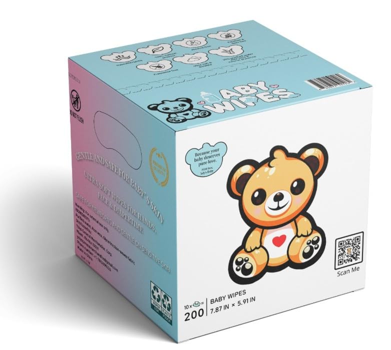 Baby Wipes Unscented Wet Wipes 99% Water Based with Aloe Vera Fragrance Free Travel Pack 20 ct Hypoallergenic Water wipes for Sensitive Skin Toallitas Húmedas para Bebés Bulk Available (8 Ounce)