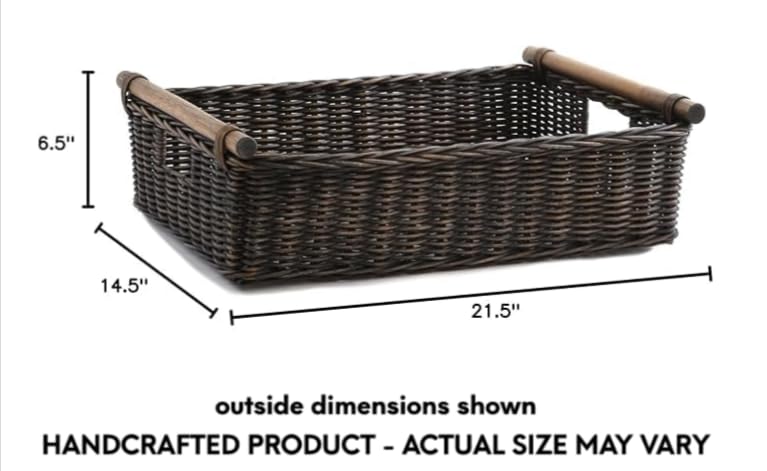 Low Pole Handle Wicker Storage Basket