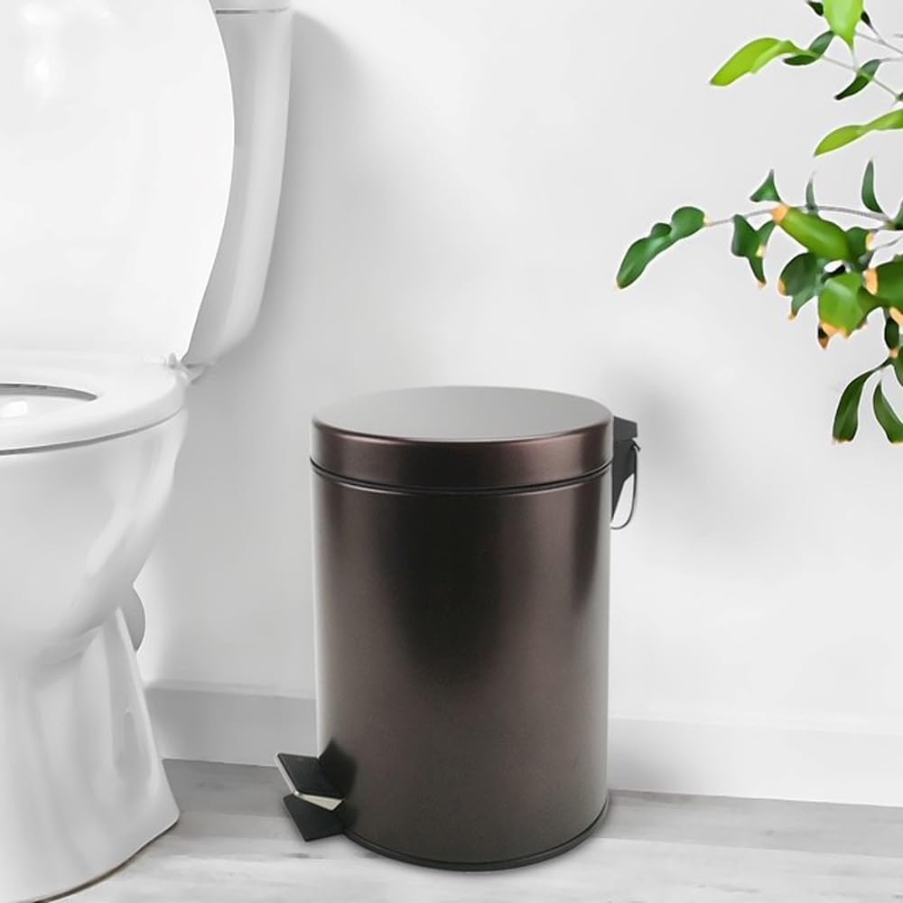 Stainless Steel Small Trash Can with Lid & Step Pedal