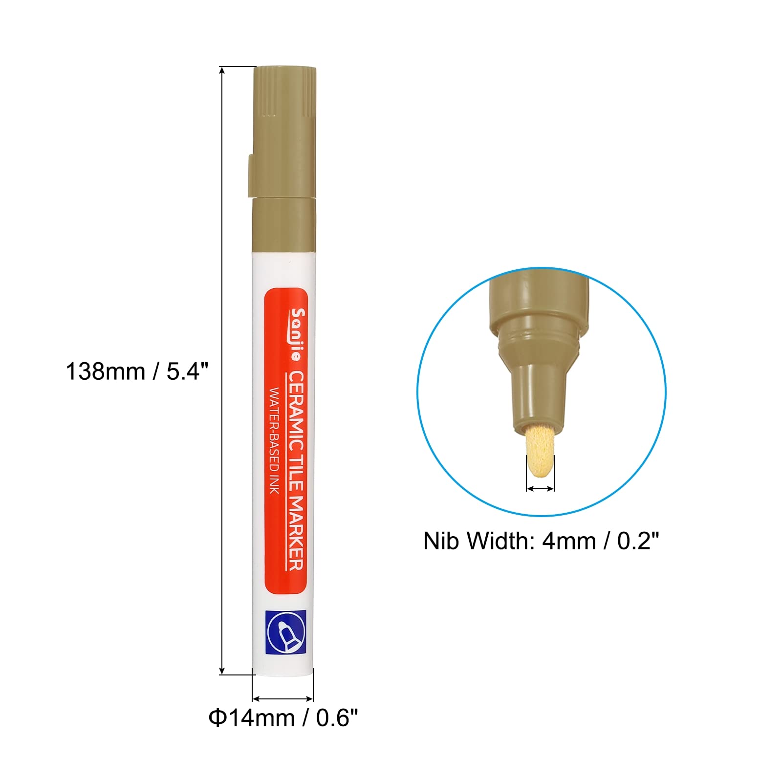 Grout Pen 4 Pack Khaki Tile Marker Waterproof Grout Sealer Pen Tile Repair Pens Paint Pens for Wall Floor Bathroom Kitchen Refresh (4 Count)