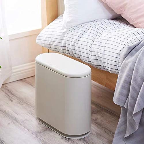 Slim Plastic Trash Can with Press Top Lid