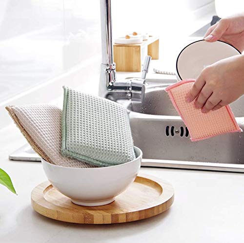 8Pack Bamboo Natural Kitchen Sponges Dish Sponge Cleaning Sponge Heavy Duty Scrub Sponge for Cleaning Kitchen and Household Pink (8 Count)