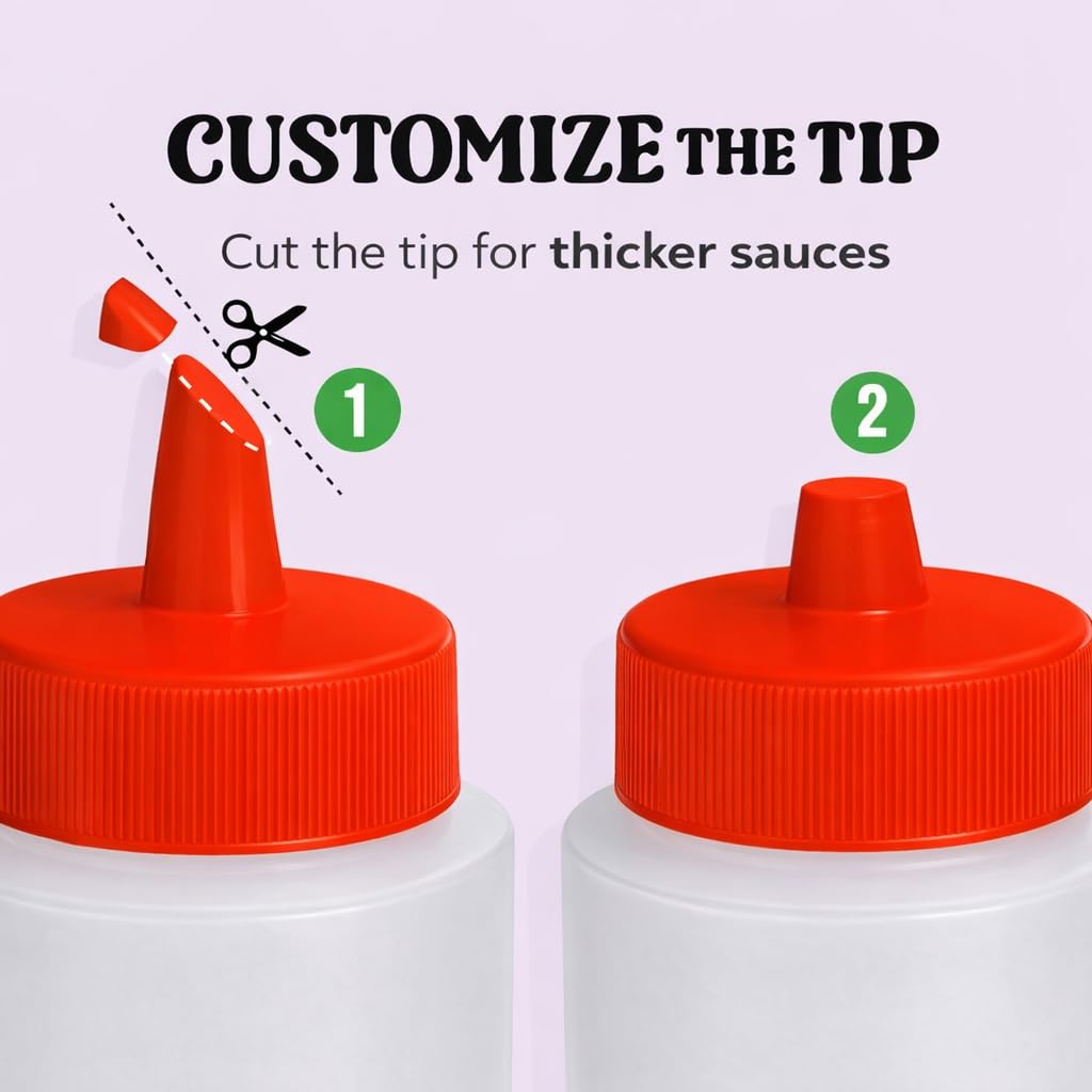 16 oz Condiment Squeeze Bottles for Sauces (6 Count)