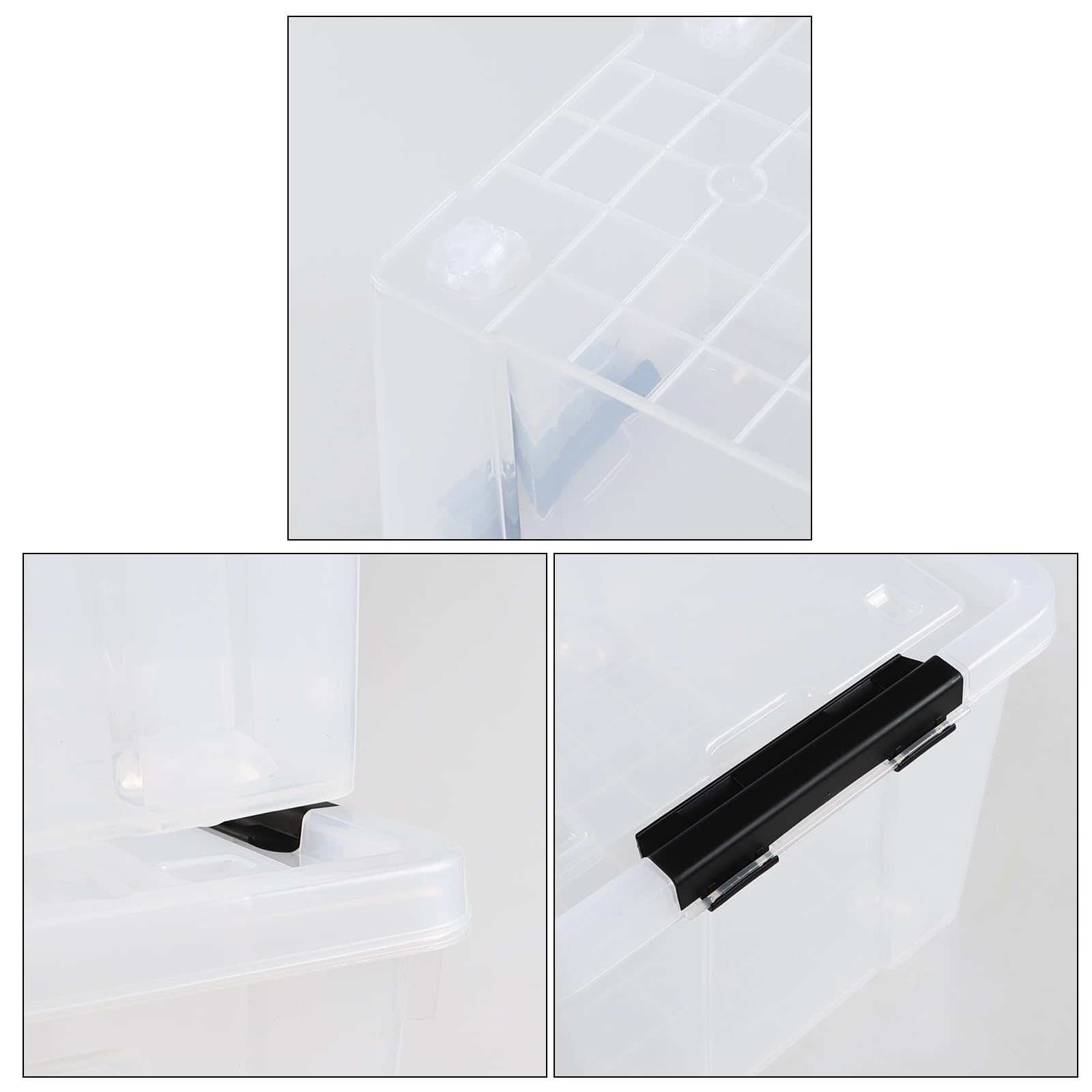 Set of 4 50 L Stackable Plastic Storage Container with Latching Lids and Wheels (4 Count)