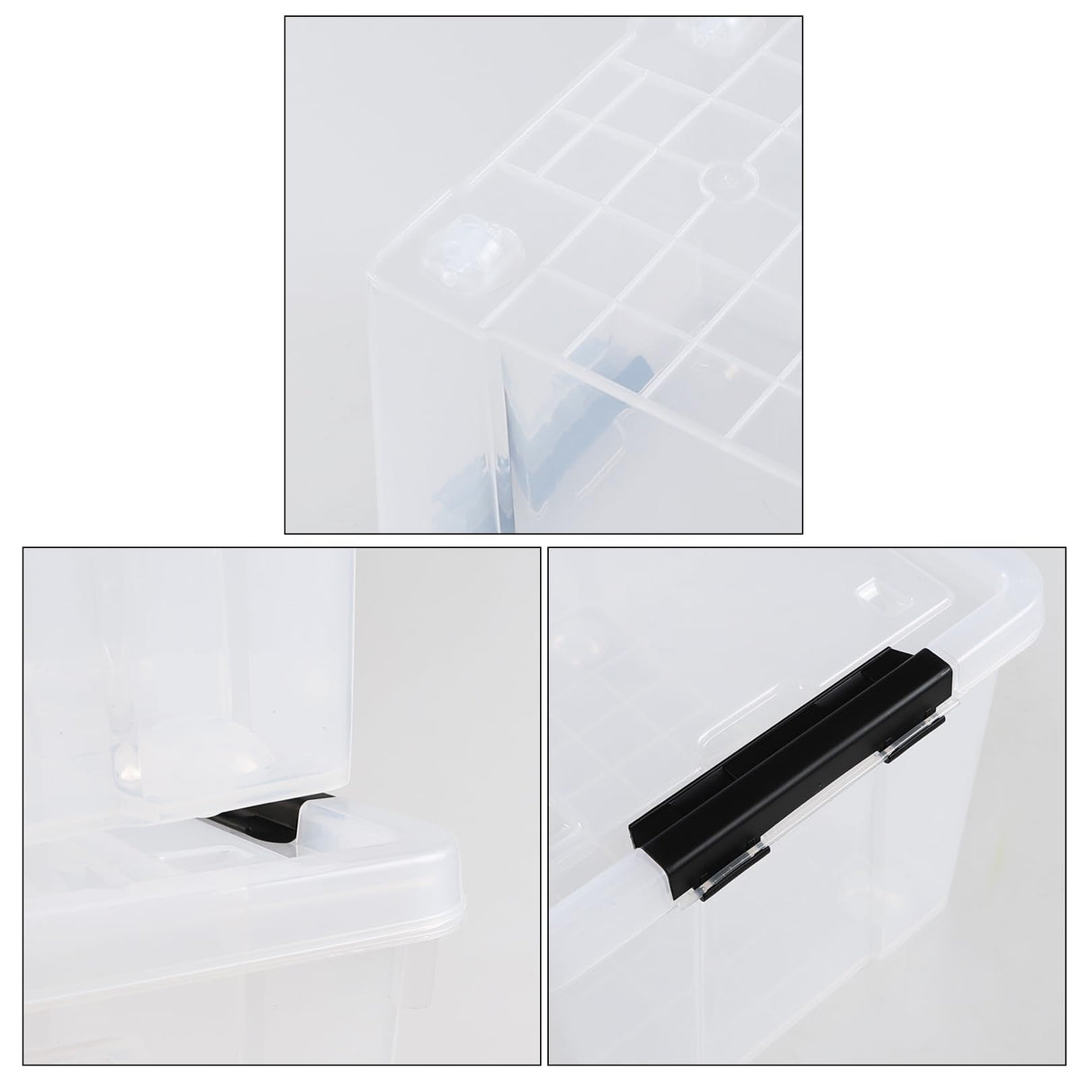 Set of 4 50 L Stackable Plastic Storage Container with Latching Lids and Wheels (4 Count)