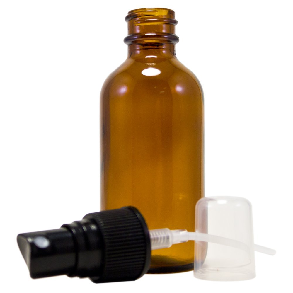 2 fl oz Amber Glass Bottle with Black Spray Cap (2 Fl Oz)