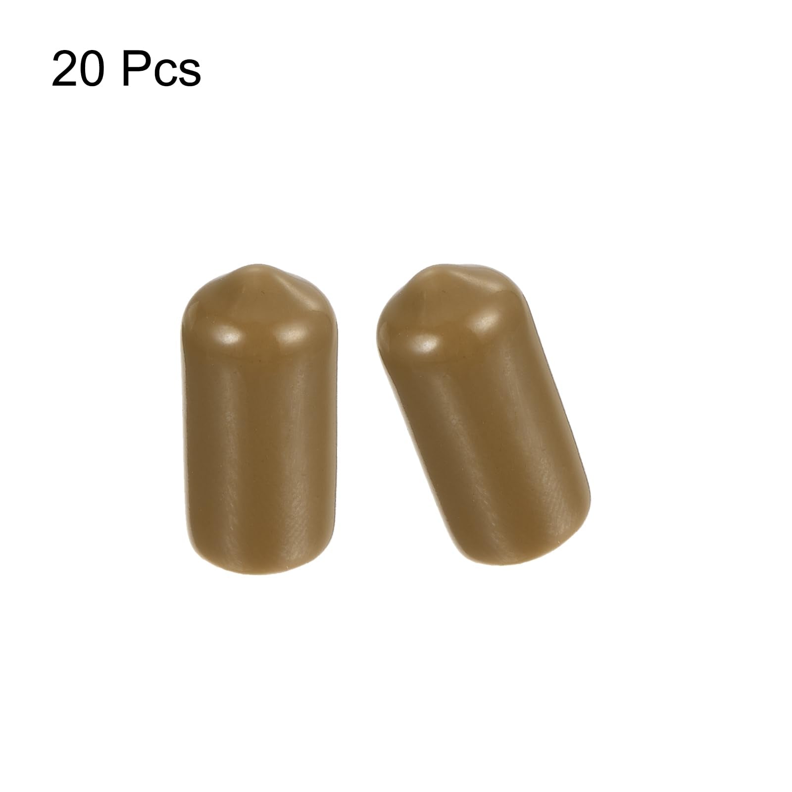 20pcs Rubber End Caps 7.5mm ID Vinyl PVC Round Tube Bolt Cap Cover Screw Thread Protectors Light Brown
