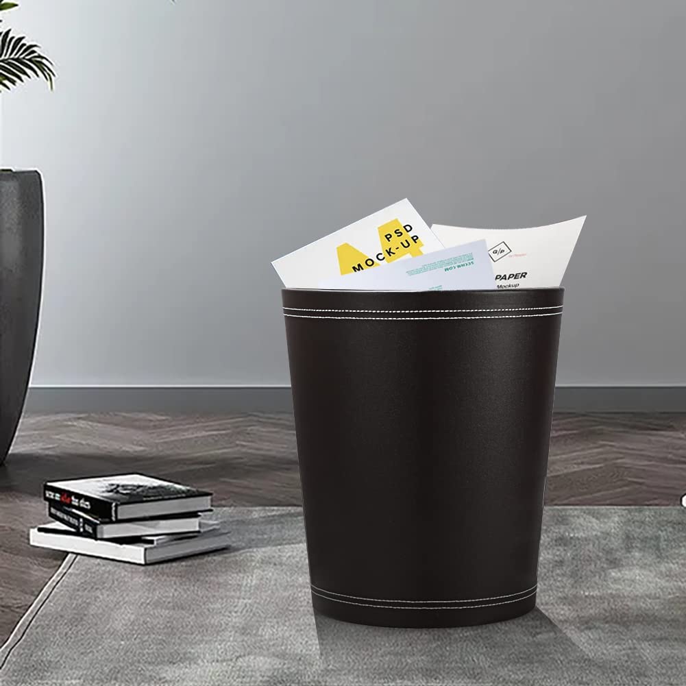Classic Pu Leather Trash Can Wastebasket