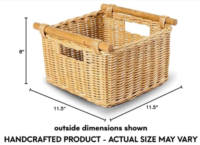 Deep Pole Handle Wicker Storage Basket
