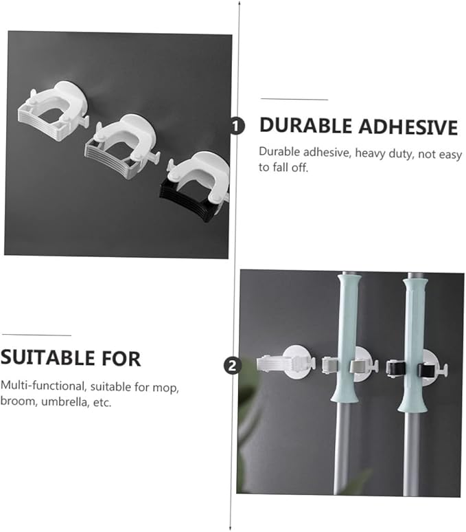 4pcs Broom Hanger Wall Mount Mop Clip Safe Material for Strong and Storage Easy Wall Installation