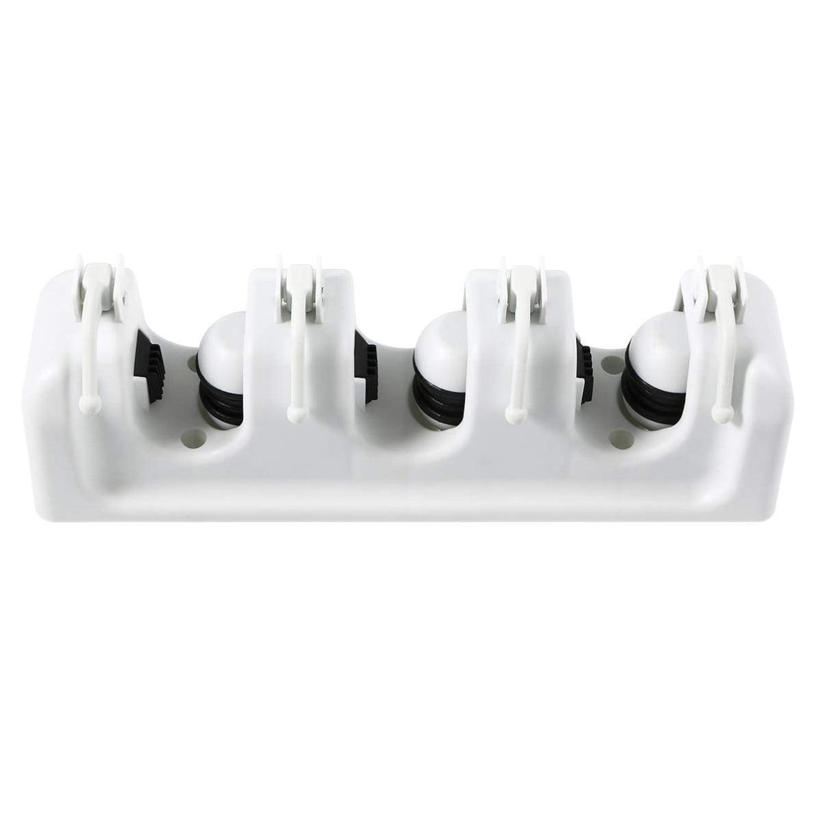 Mop Broom Holder Slots and Hooks for Efficient Storage Garage Garden and Kitchen Wall Mounted Organizer for Mops Brooms and Cleaning Tools White