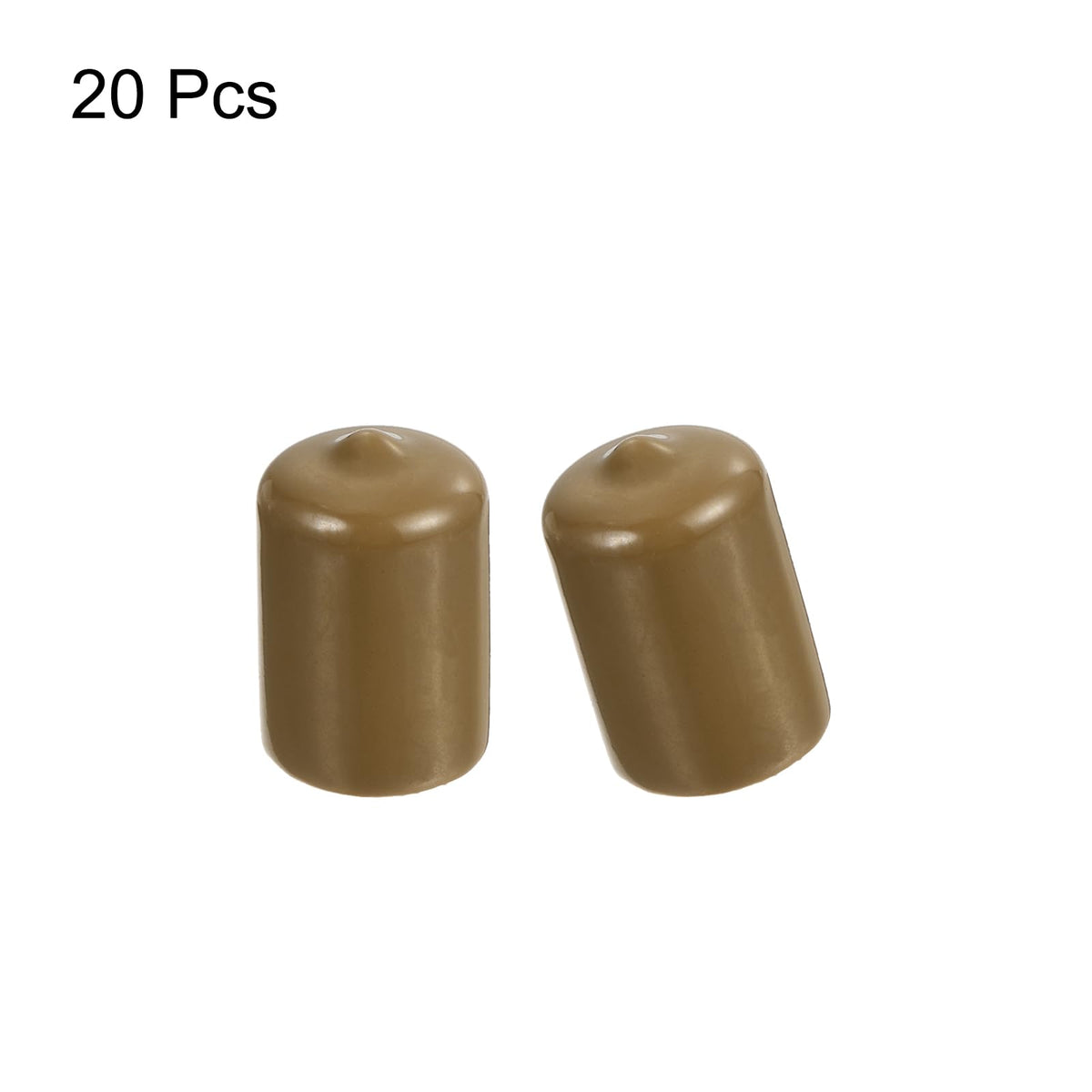 20pcs Rubber End Caps 18mm ID Vinyl PVC Round Tube Bolt Cap Cover Screw Thread Protectors Light Brown
