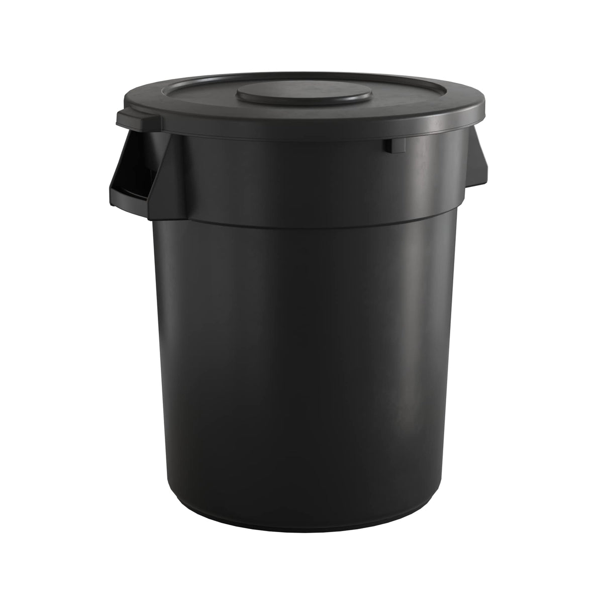32 Gallon Black Round Commercial Trash Can with Lid