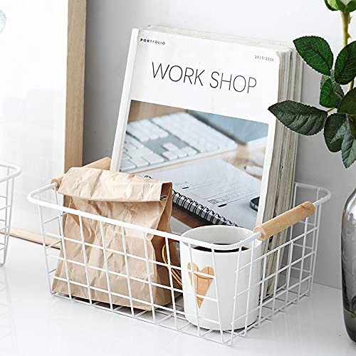 Kitchen Wire Baskets Farmhouse Decor Metal Food Storage Organizer (2 Count)