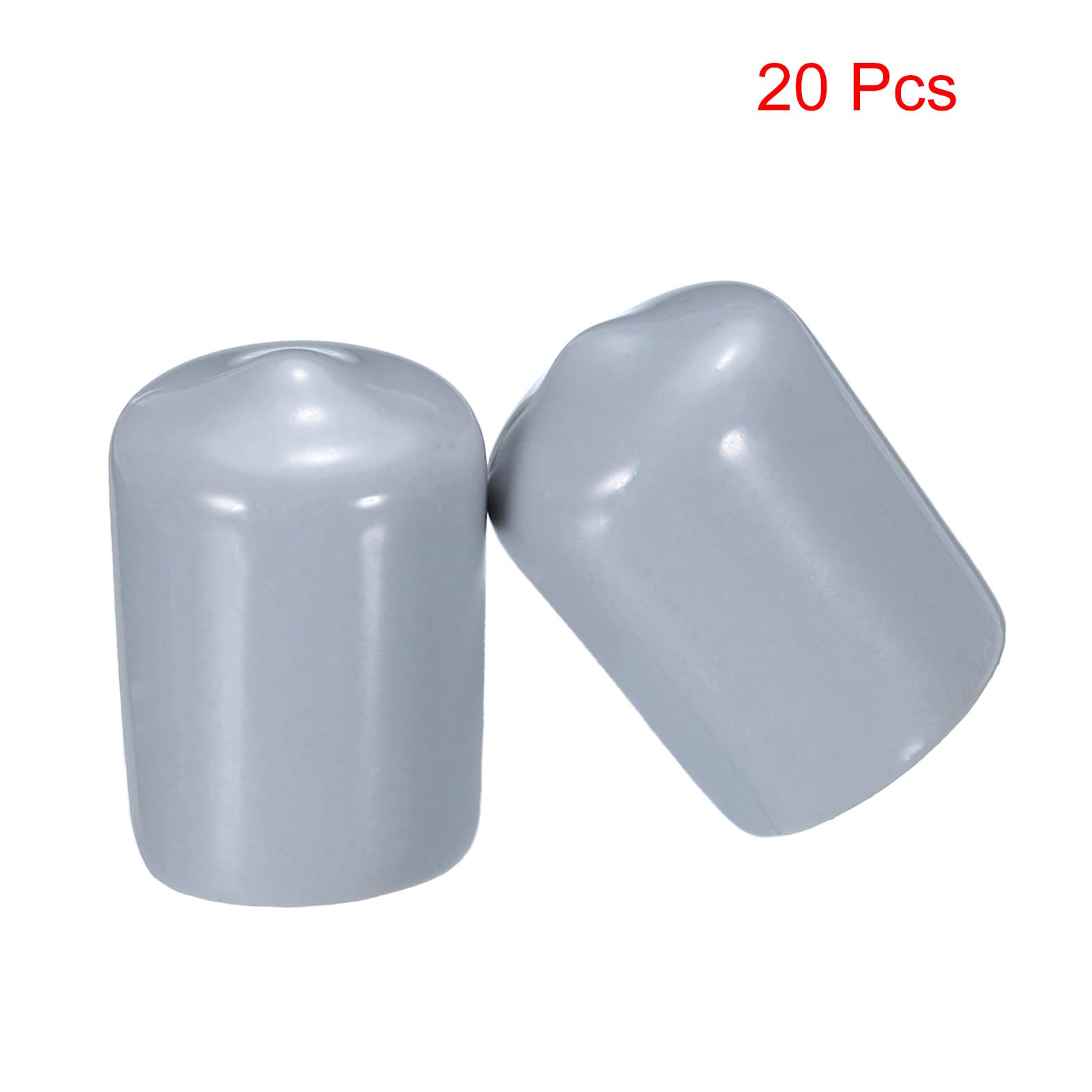 20pcs Rubber End Caps 15mm ID Vinyl PVC Round Tube Bolt Cap Cover Screw Thread Protectors Grey