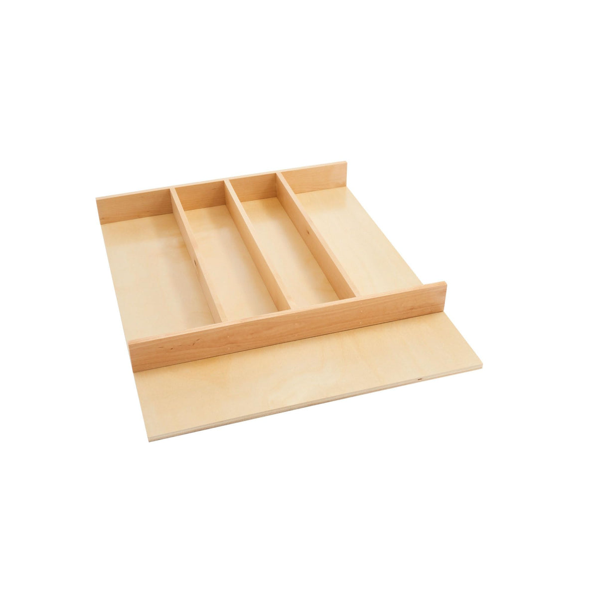 Trim-to-Custom-Fit Silverware Drawer Organizer For Kitchen Utensils, Cutlery Cabinet Storage Divider Insert, 18.5 x 22 In, Maple Wood, 4WUT-1SH