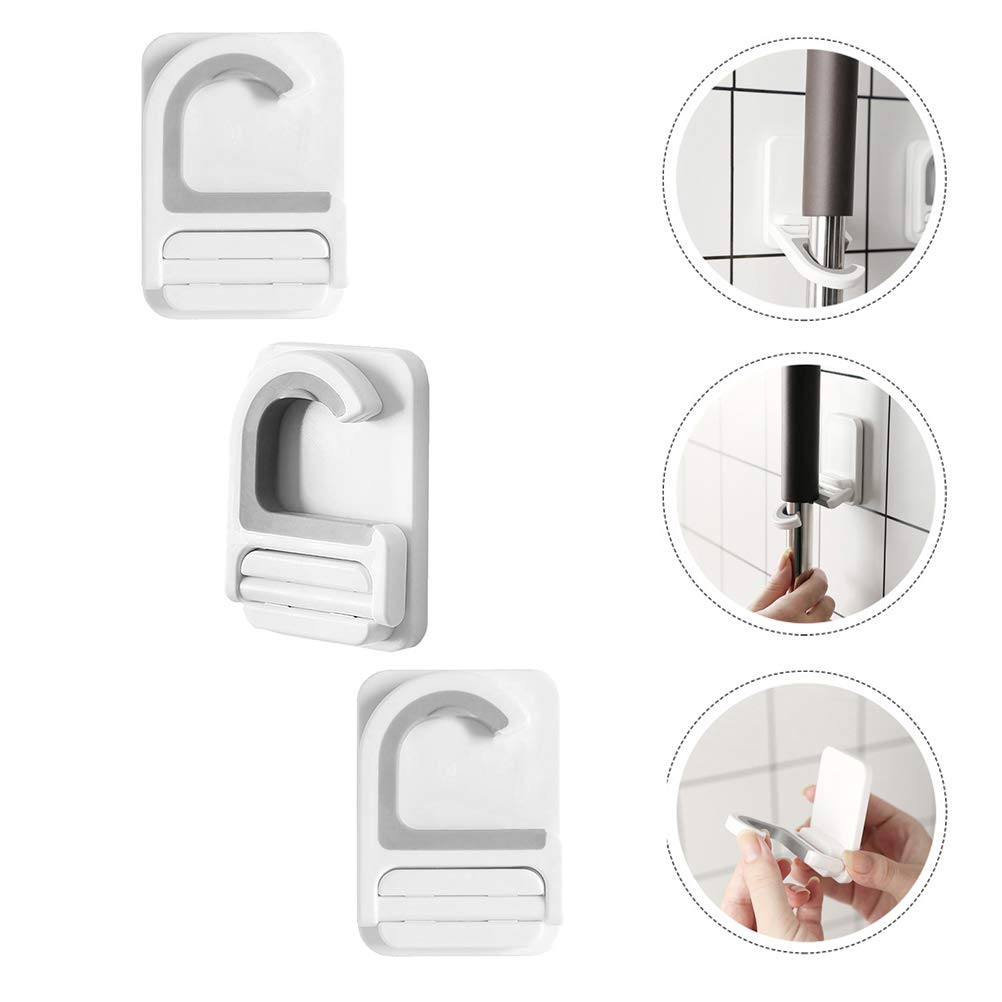 Punch Free Mop Hooks Adhesive Broom Holder Wall Mount 3 (3 Count)