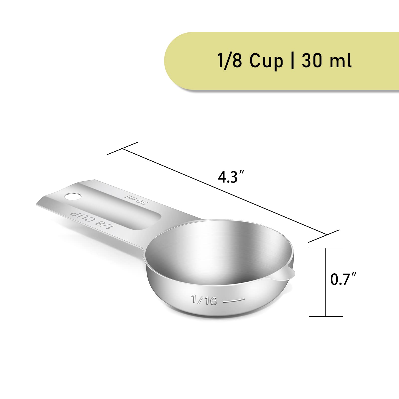 1PCS 1/8CUP(30ml, 1oz) Measuring Cup, 18/8 Stainless Steel Measure Scoop