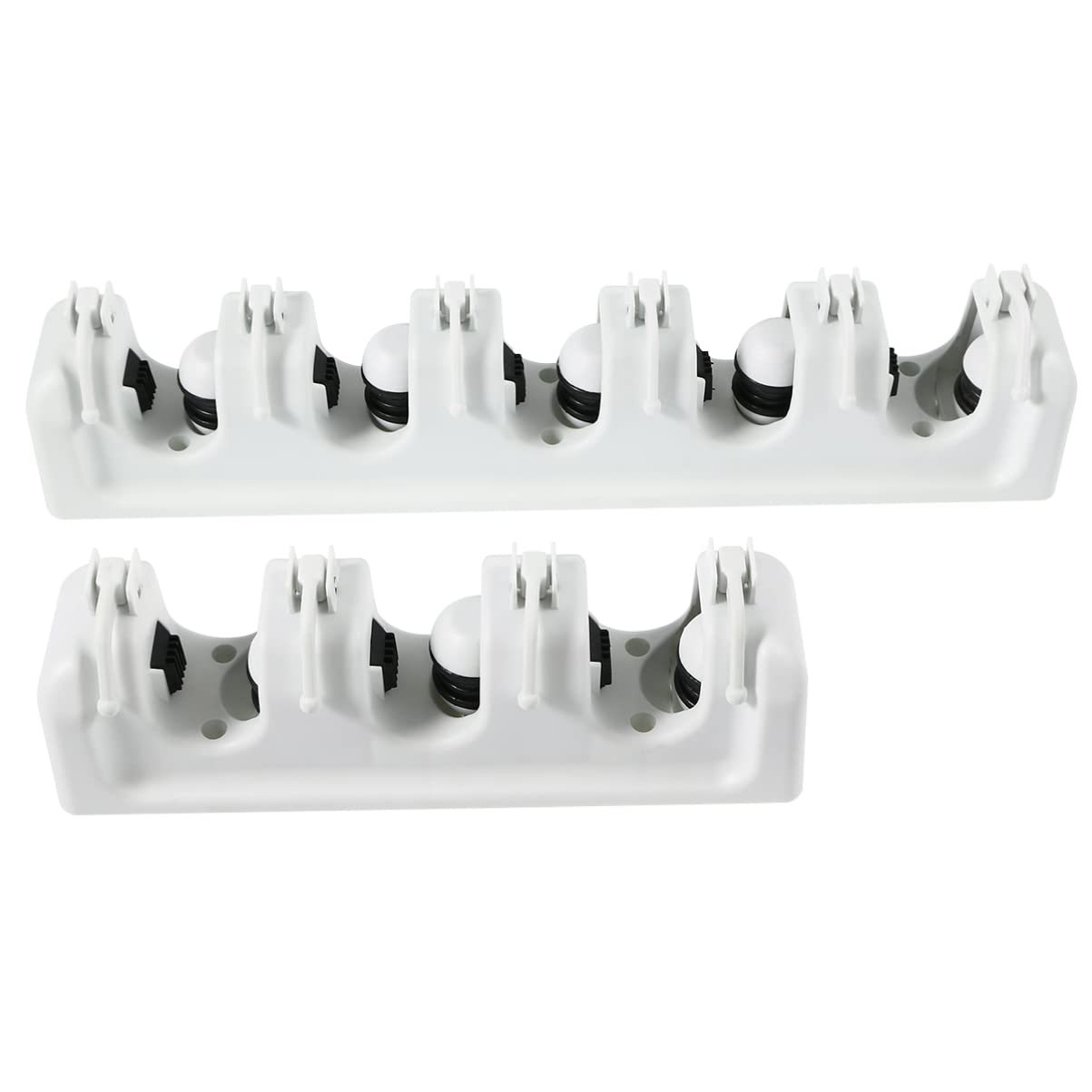 Mop Broom Holder Slots and Hooks for Efficient Storage Garage Garden and Kitchen Wall Mounted Organizer for Mops Brooms and Cleaning Tools White
