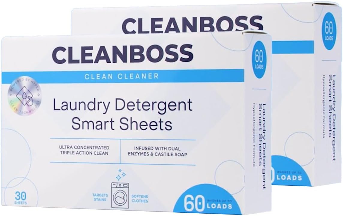 CleanBoss Laundry Detergent Smart Sheets - 60 Sheets - ModHome Supplies