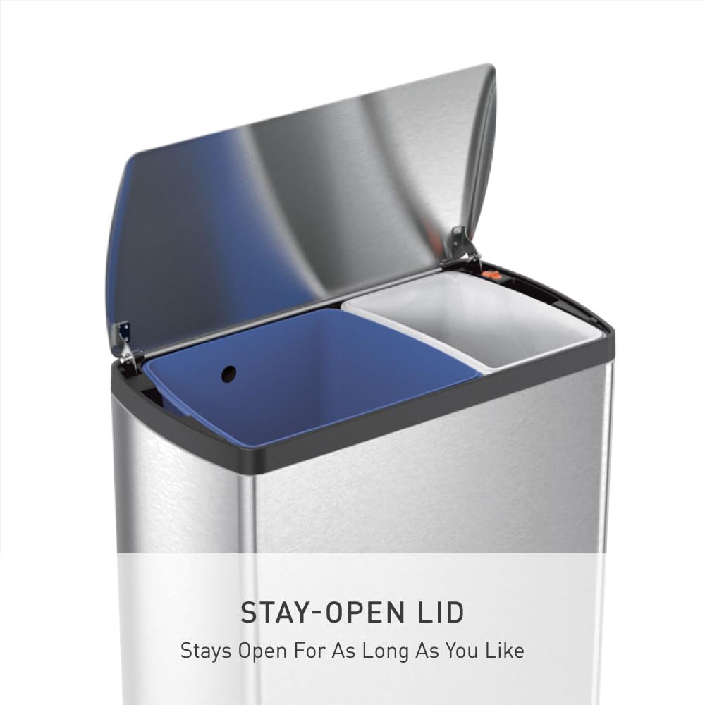Rectangular Dual Compartment Recycling Kitchen Step Trash Can