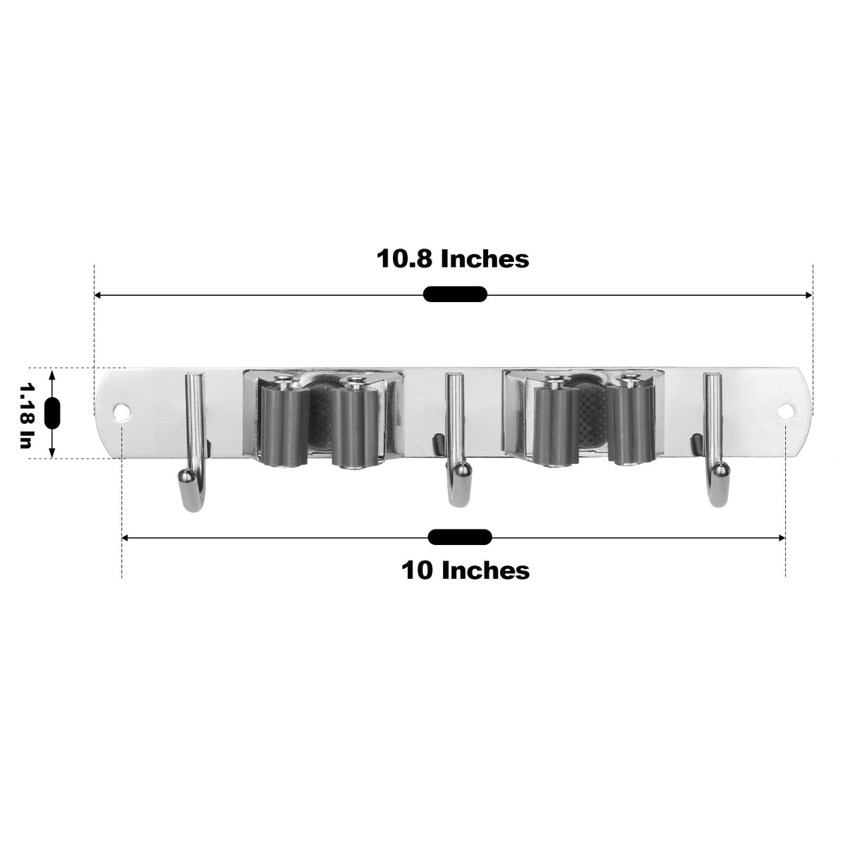 2 Racks and 3 Hooks Mop and Broom Holder Wall Mount