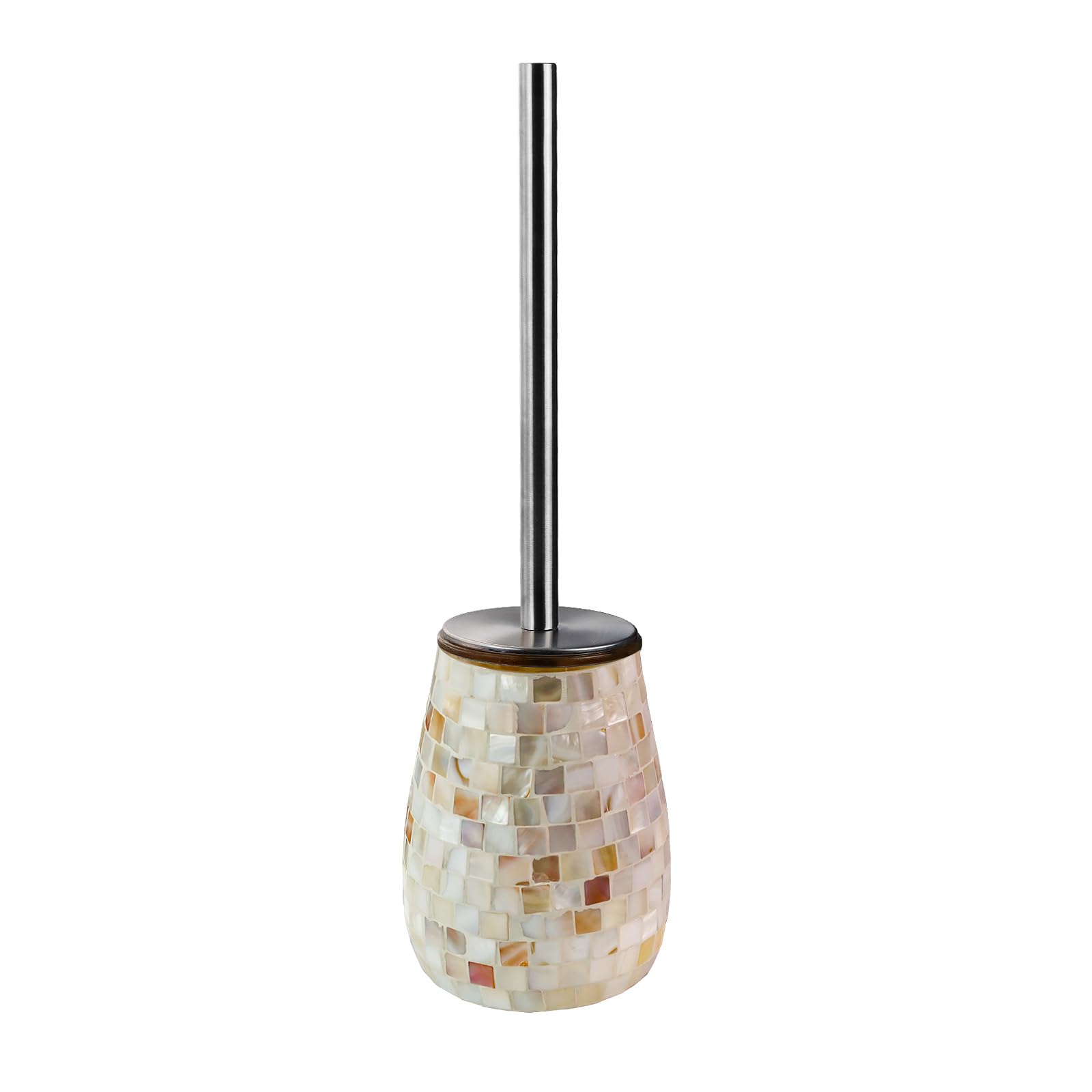 Natural Shell Toilet Brush and Holder Set Mosaic Glass