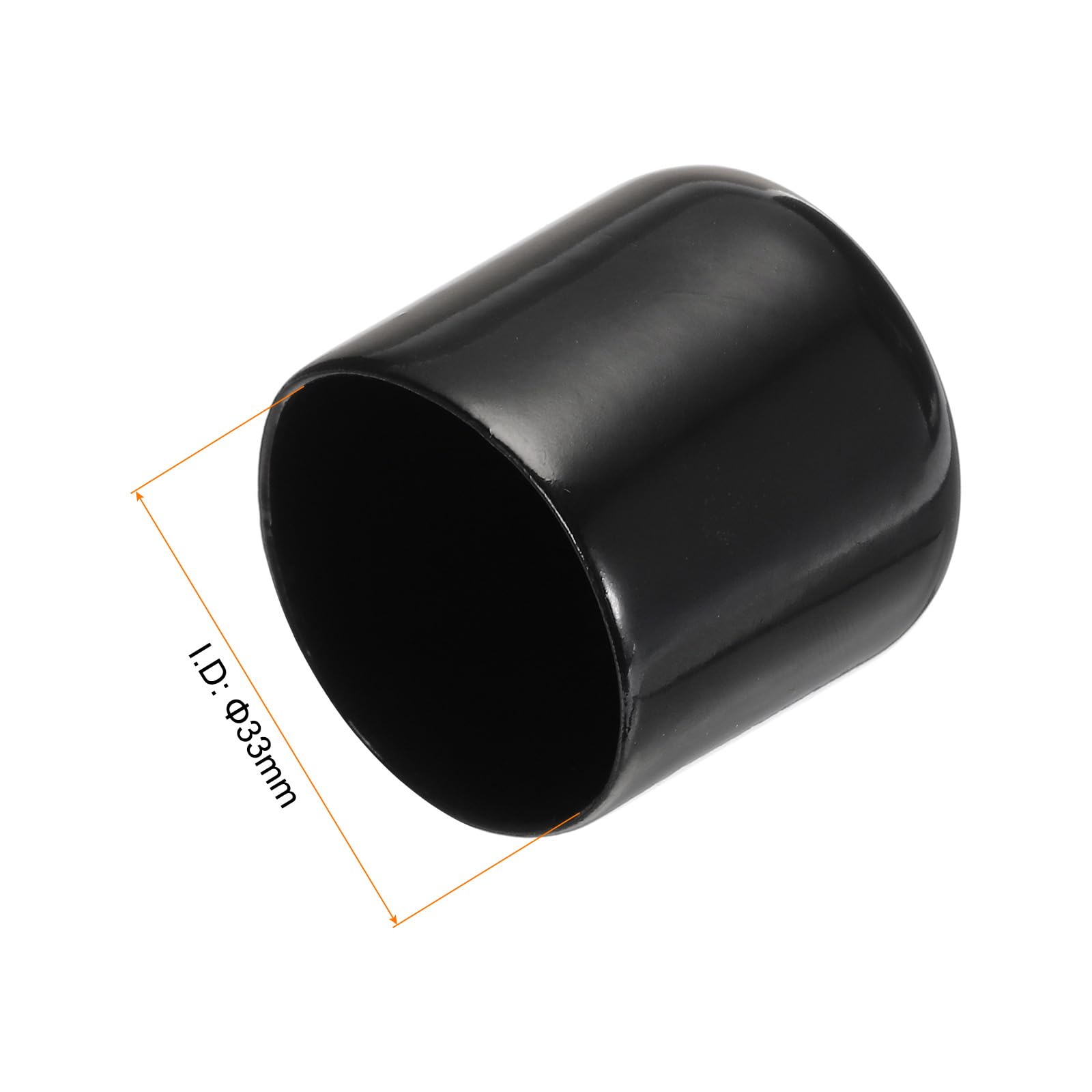 20pcs Rubber End Caps 33mm ID Vinyl PVC Round Tube Bolt Cap Cover Screw Thread Protectors Black