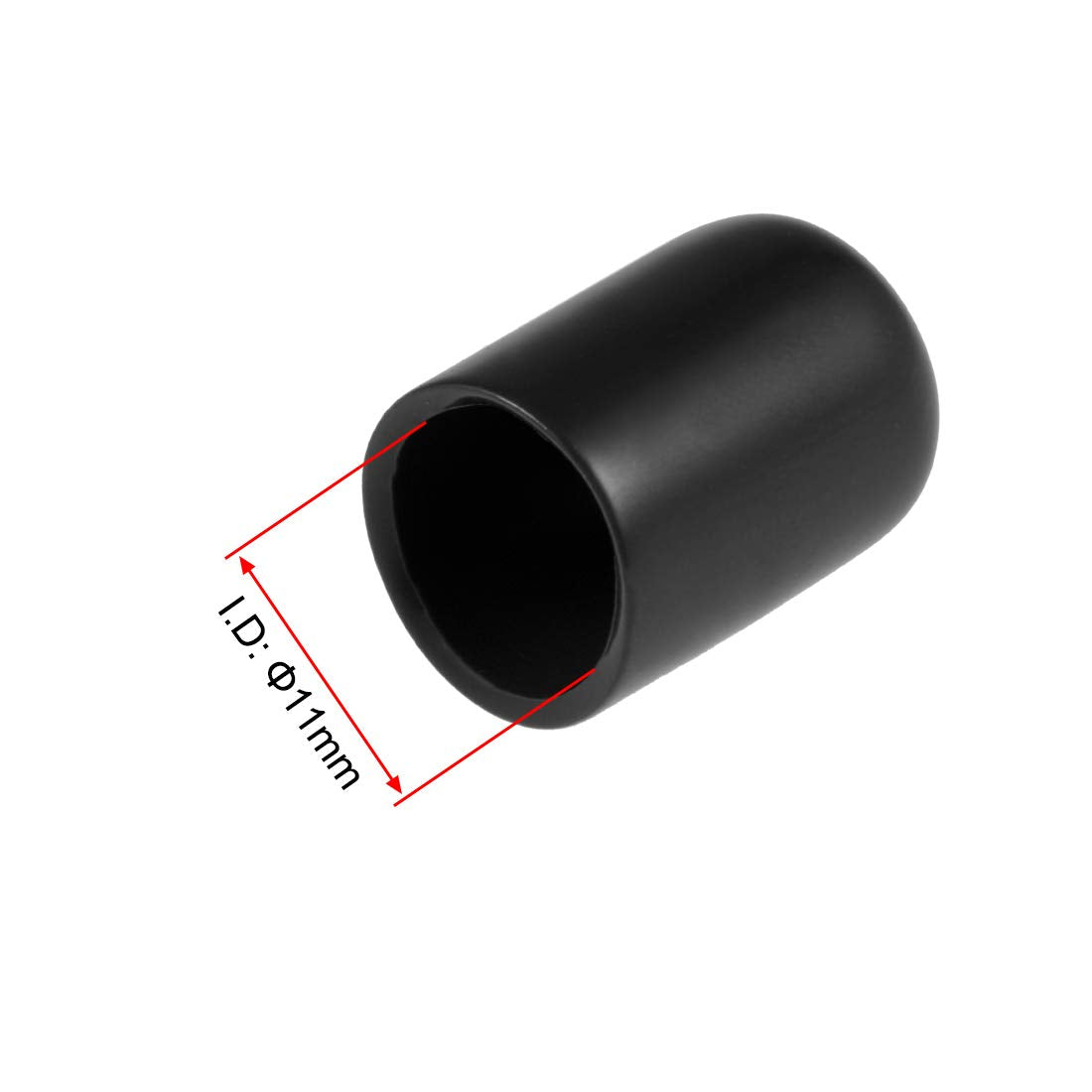 20pcs Rubber End Caps 11mm ID Vinyl Round Tube Bolt Cap Cover Thread Protectors Black (20 Count)