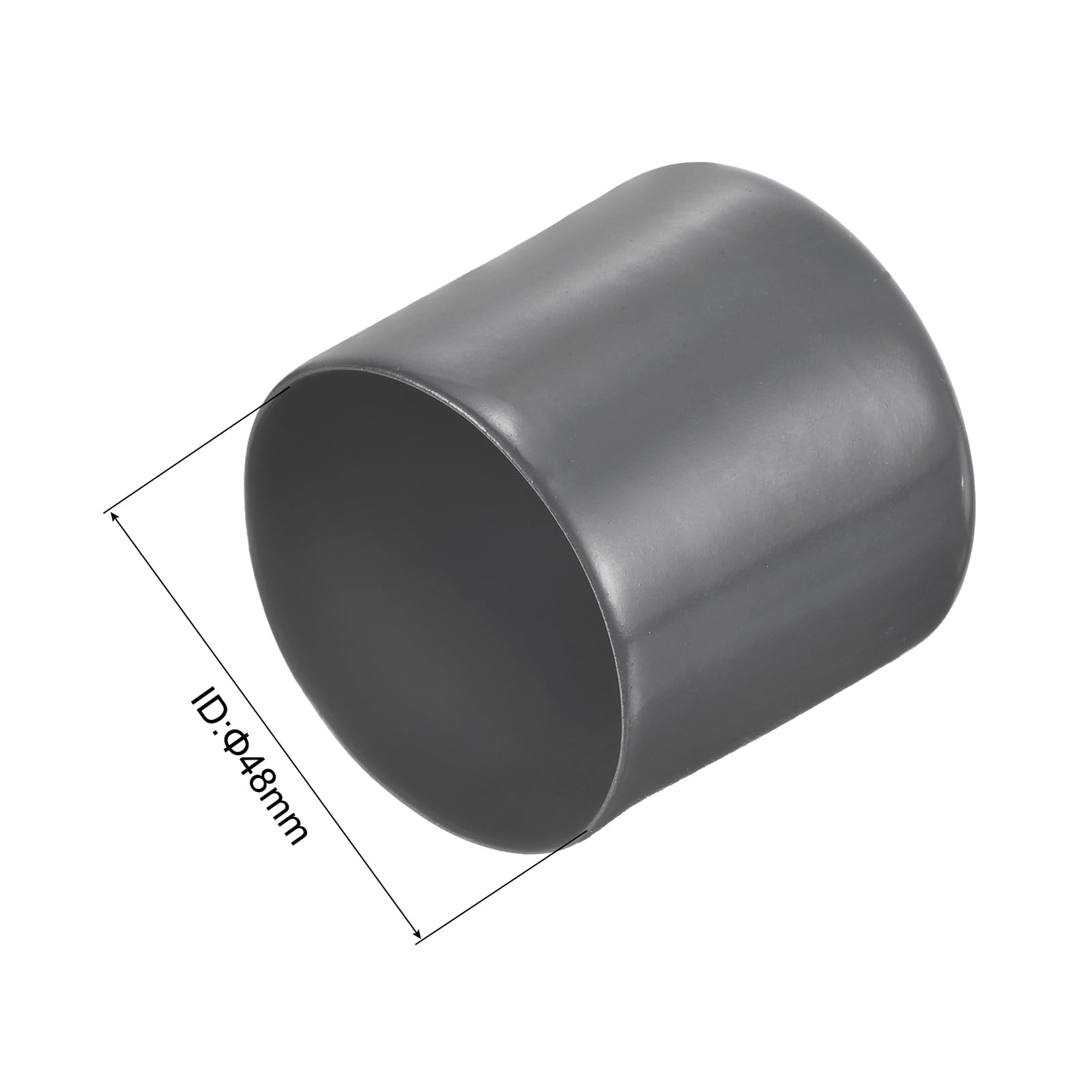20pcs Rubber End Caps 48mm ID Vinyl Round Tube Bolt Cap Cover Thread Protectors Dark Grey