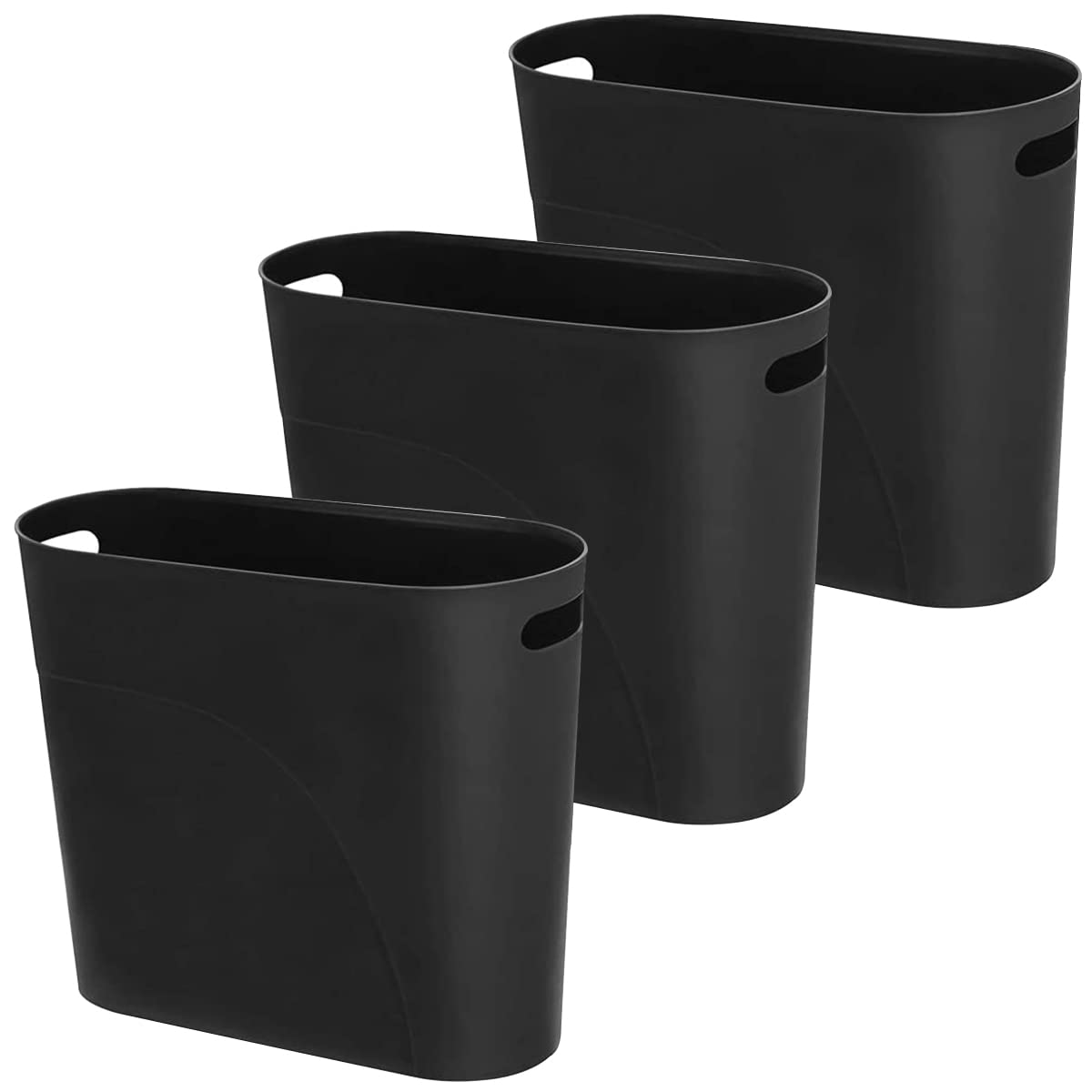 HZSOOCH 3 Pack Slim Waste Basket 3.2 Gallon 12L Plastic Small Trash Can (3 Count)