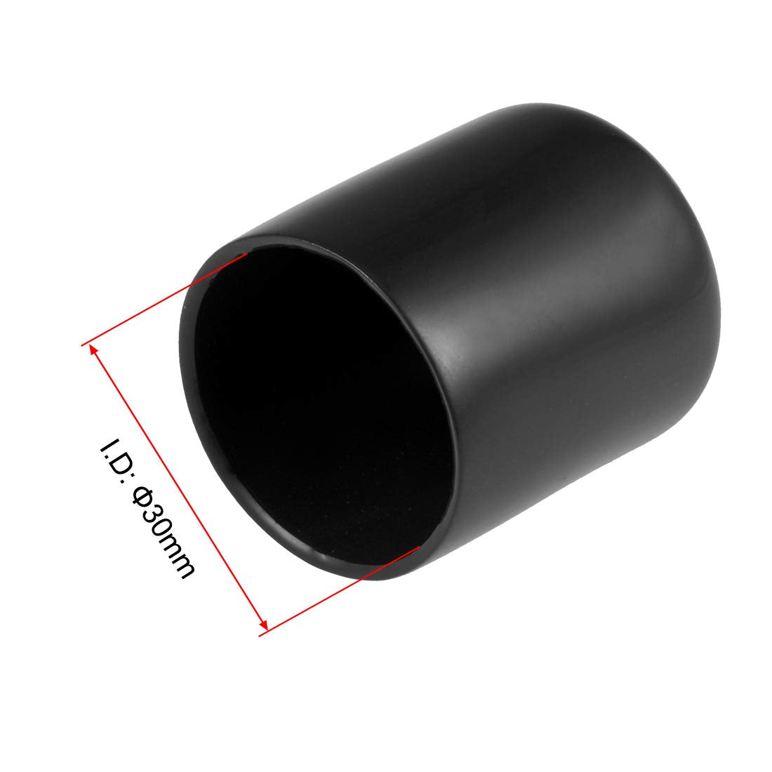 20pcs Rubber End Caps 30mm ID Vinyl Round Tube Bolt Cap Cover Thread Protectors Black (20 Count)