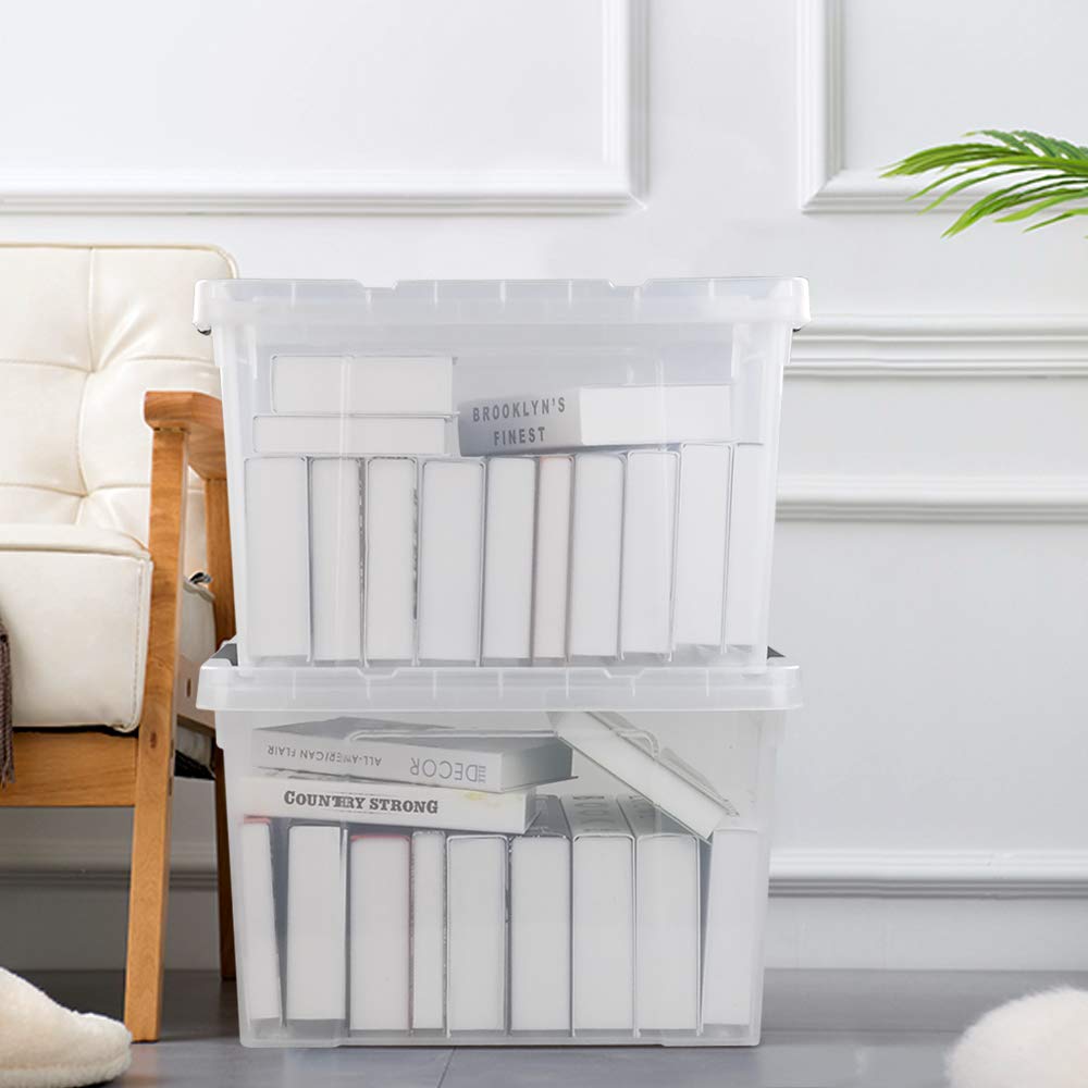 50 Quart Large Clear Rolling Storage Containers Bins with Lid (4 Count)