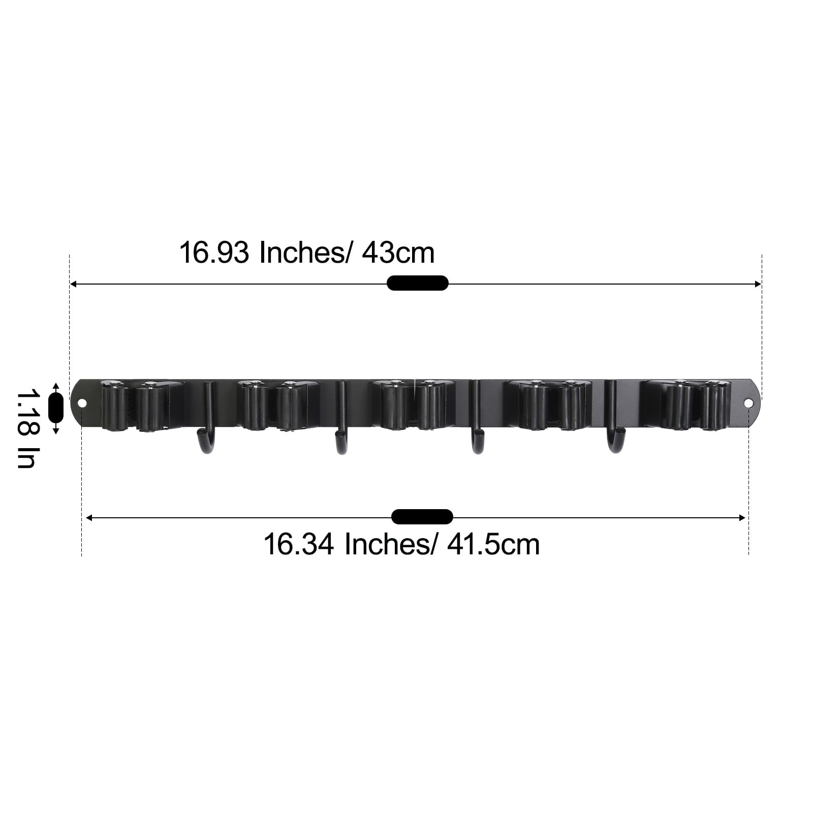2 Pack] 5 Racks and 4 Hooks Mop and Broom Holder Wall Mount (2 Count)