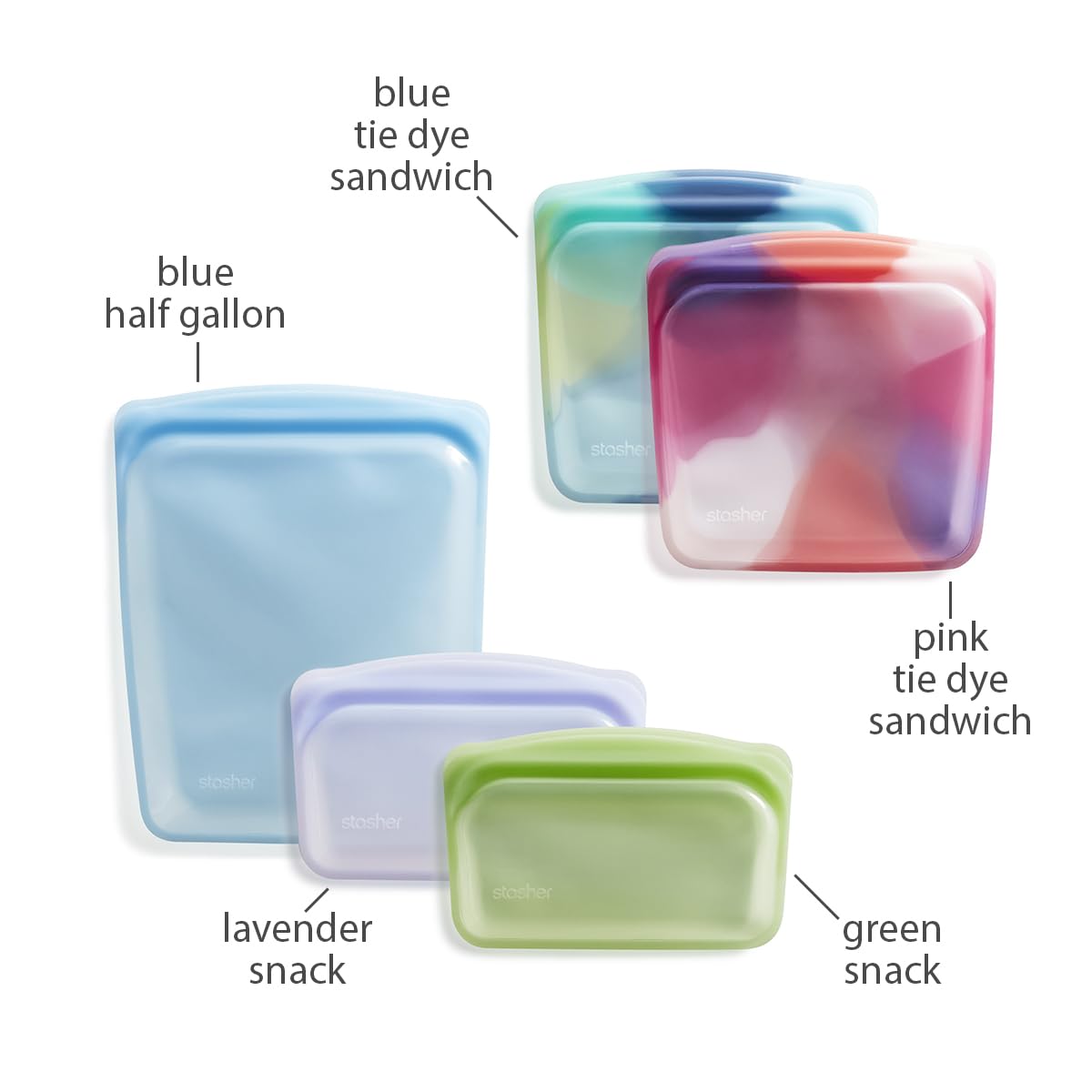 Premium Reusable Silicone Food Storage Bags (5 Count)