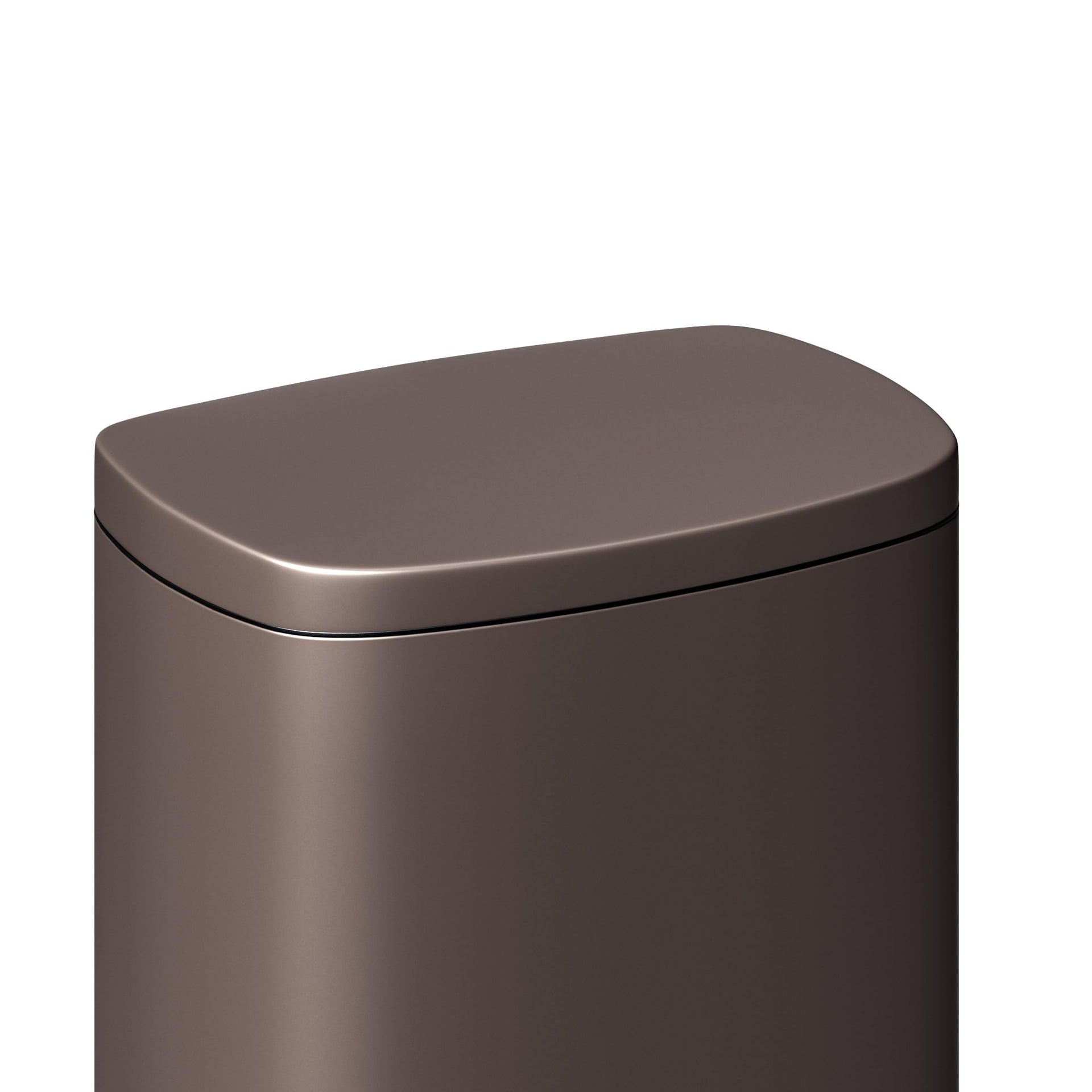 13 gal (50 L) and 2.6 gal (10 L) Metal Trash Can Combo Set, Rustproof Garbage Can with Lid, Step-on Trash Bin with Inner Bucket, Rear Handle, Brown
