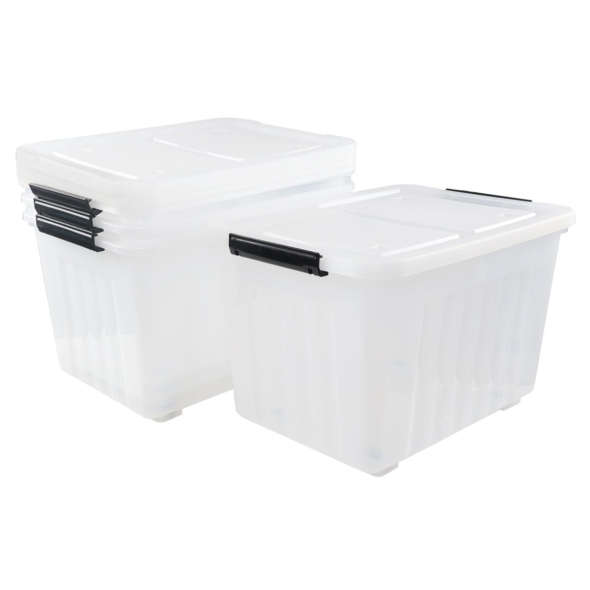 Clear Plastic Storage Bins With Lids and Wheels (4 Count)