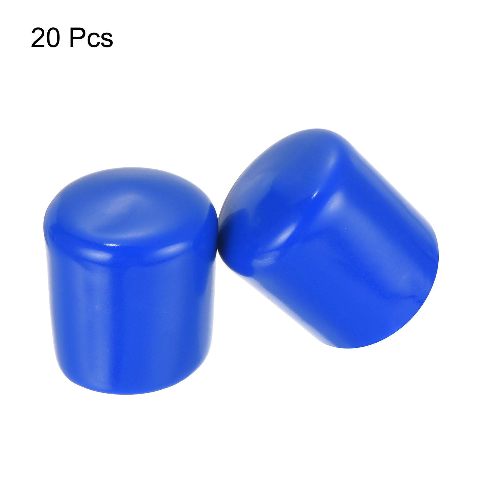 20pcs Rubber End Caps 24mm ID Vinyl Round Tube Bolt Cap Cover Screw Thread Protectors Blue