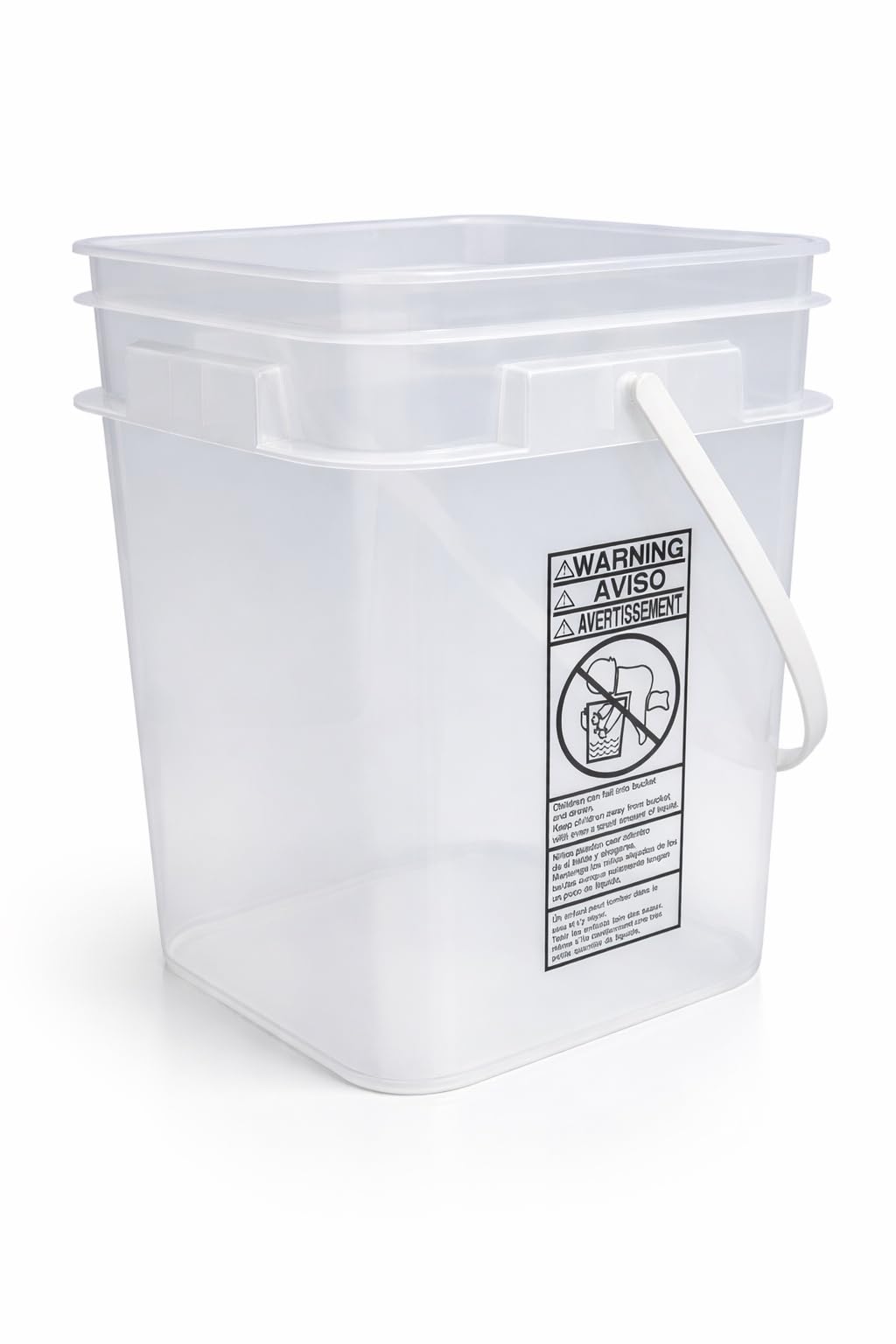 4 Gallon Square Food Grade Bucket Pail with Plastic Handles and Lid
