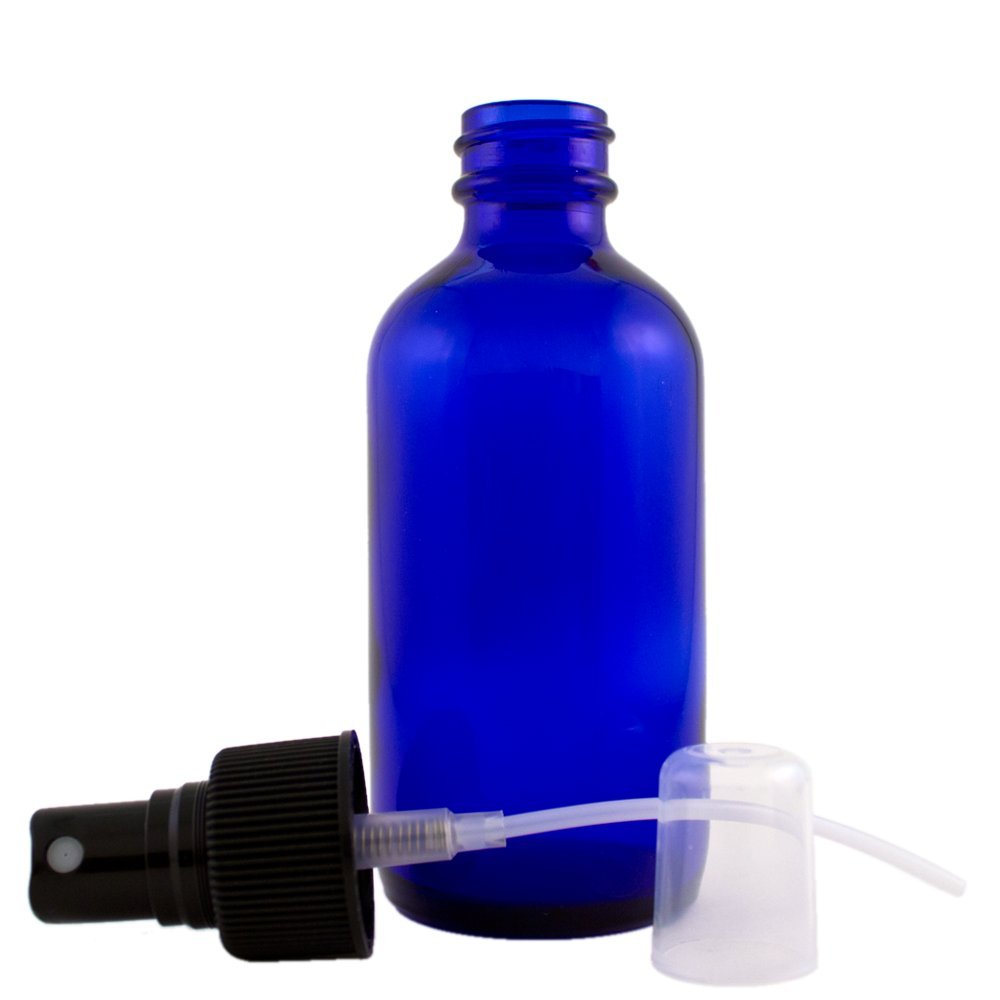 4 fl oz Cobalt Blue Glass Bottle with Black Spray Cap