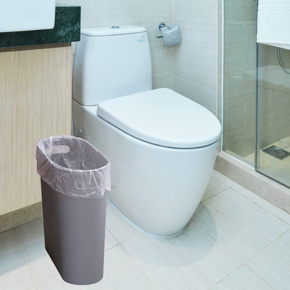 Small Trash Can Plastic Bathroom Wastebasket 3.2 Gallon Slim Garbage Container Bin with Handle for Home Kitchen Bathroom Bedroom Office (2 Count)