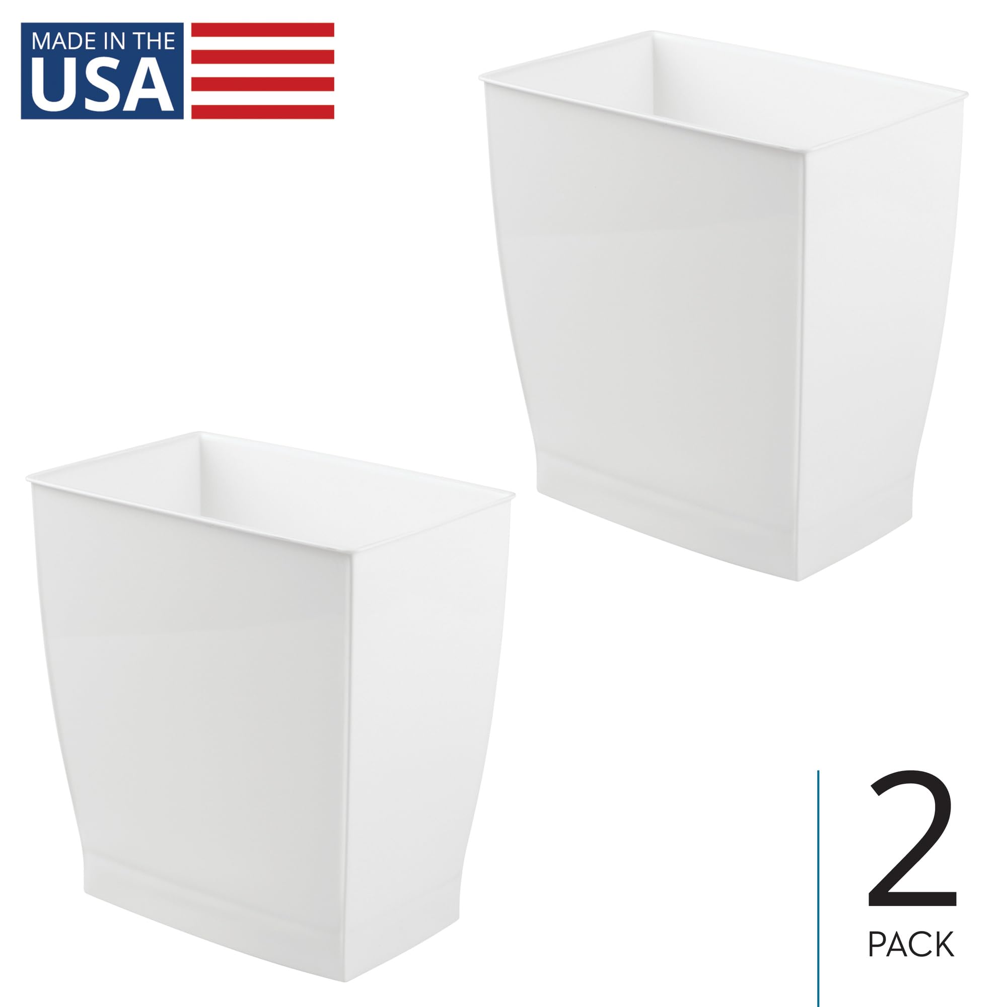 Small Plastic Bathroom Trash Can (2 Count)